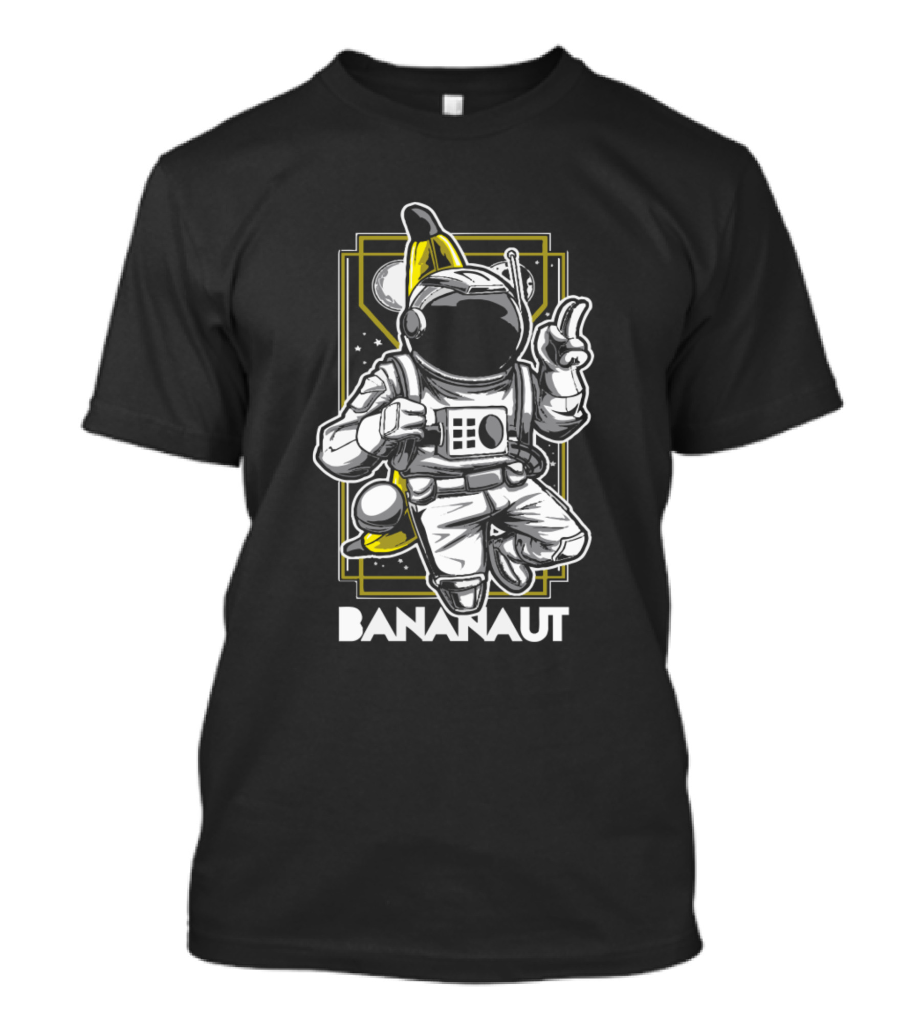 Bananaut Astronaut Adventure With Banana Space Helmet And Peace Sign T-Shirt