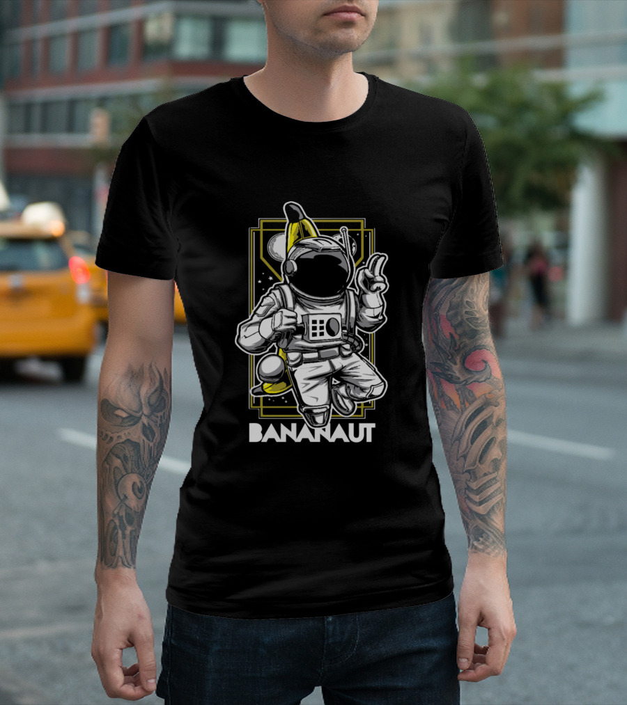 Bananaut Astronaut Adventure With Banana Space Helmet And Peace Sign T-Shirt