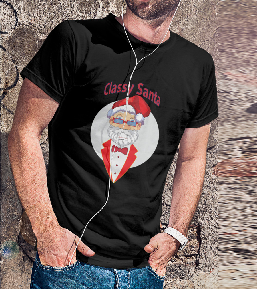 Classy Santa In Stylish Red Tuxedo And Bow Tie T-Shirt