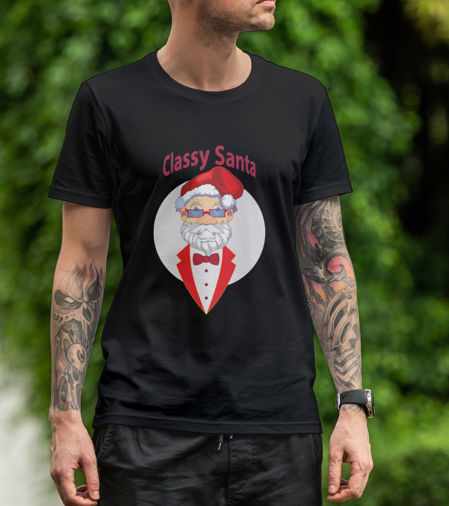 Classy Santa In Stylish Red Tuxedo And Bow Tie T-Shirt