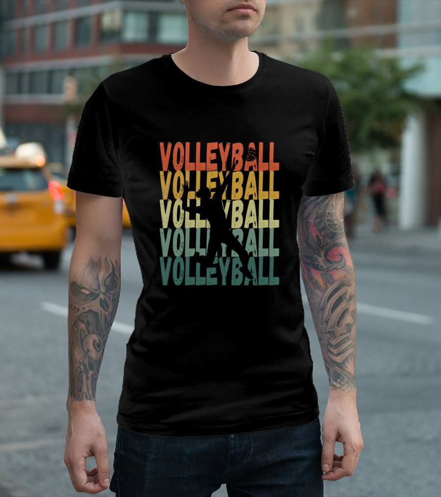 Vintage Volleyball Silhouette Retro T-Shirt