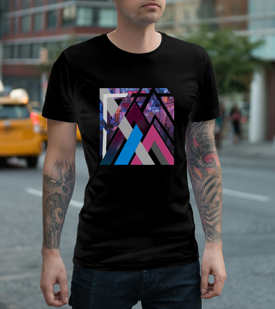 Cyber Punk Neon Cityscape Geometry T-Shirt