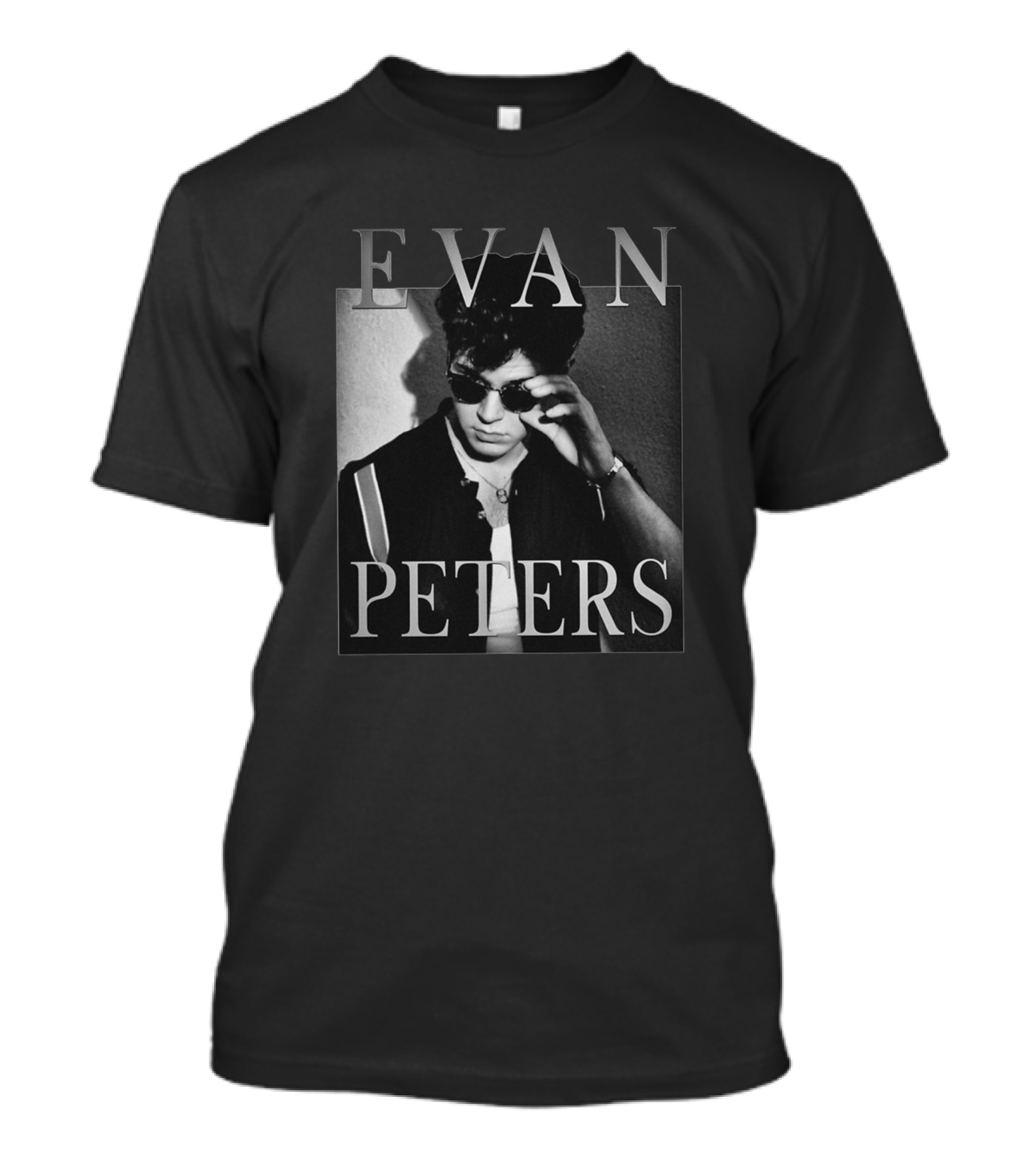 Evan Peters Black And White Sunglasses Pose T-Shirt