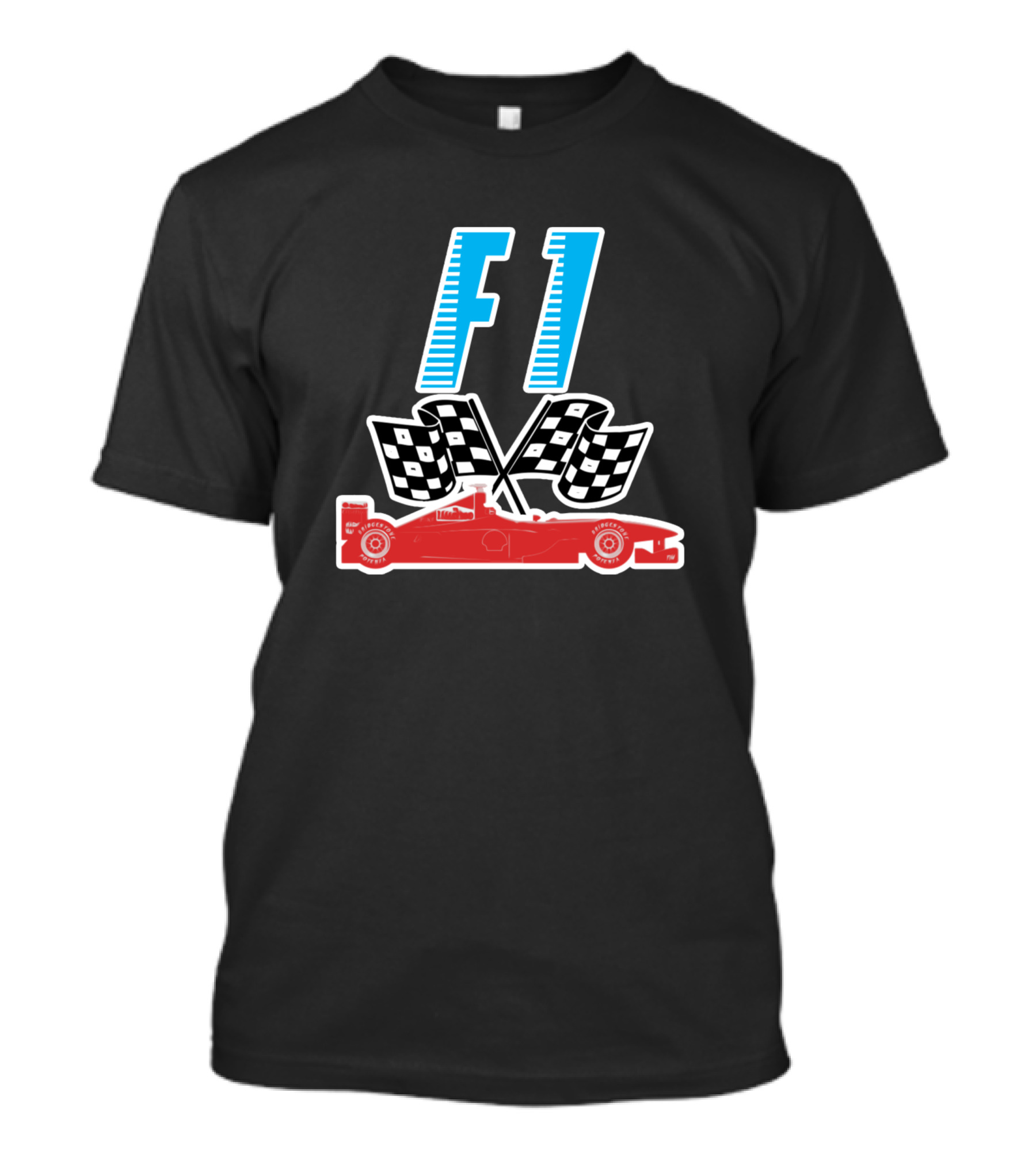 F1 Race Car With Checkered Flags T-Shirt