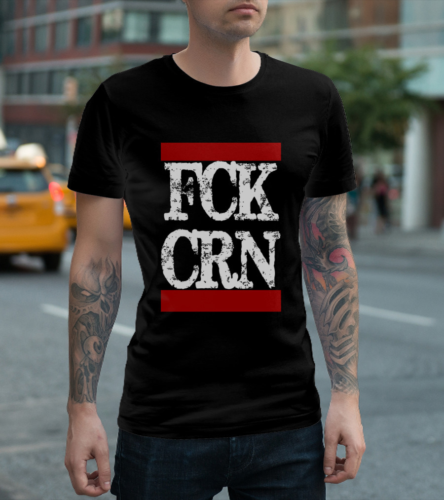 FCK CRN Distressed Block Text Red Bars T-Shirt