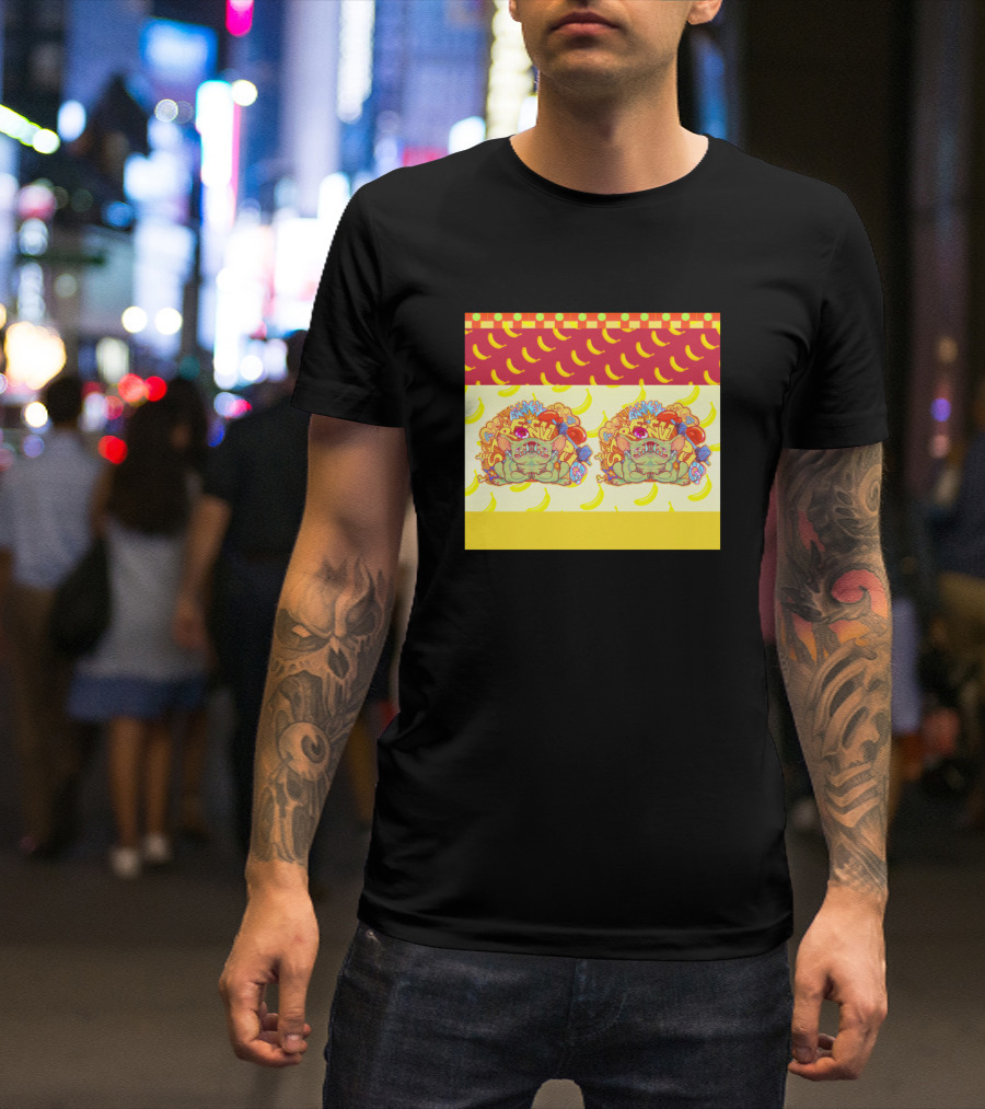 Fish Stronk Pug Colorful Pattern With Bananas T-Shirt