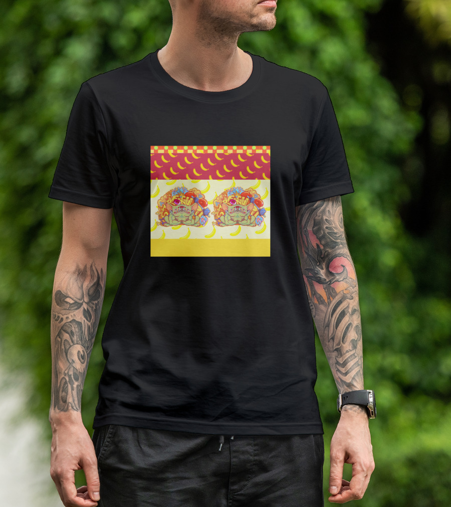 Fish Stronk Pug Colorful Pattern With Bananas T-Shirt
