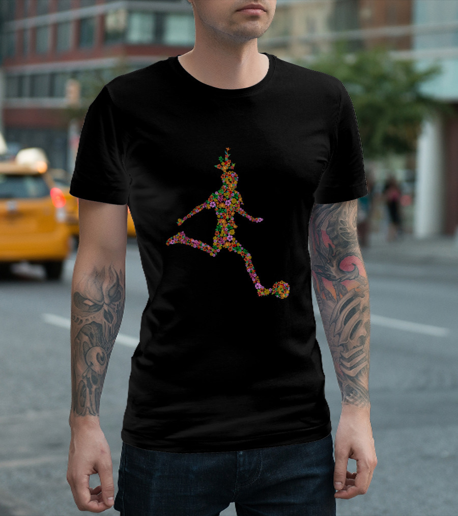 Flower Soccer Player Silhouette in Bloom T-Shirt