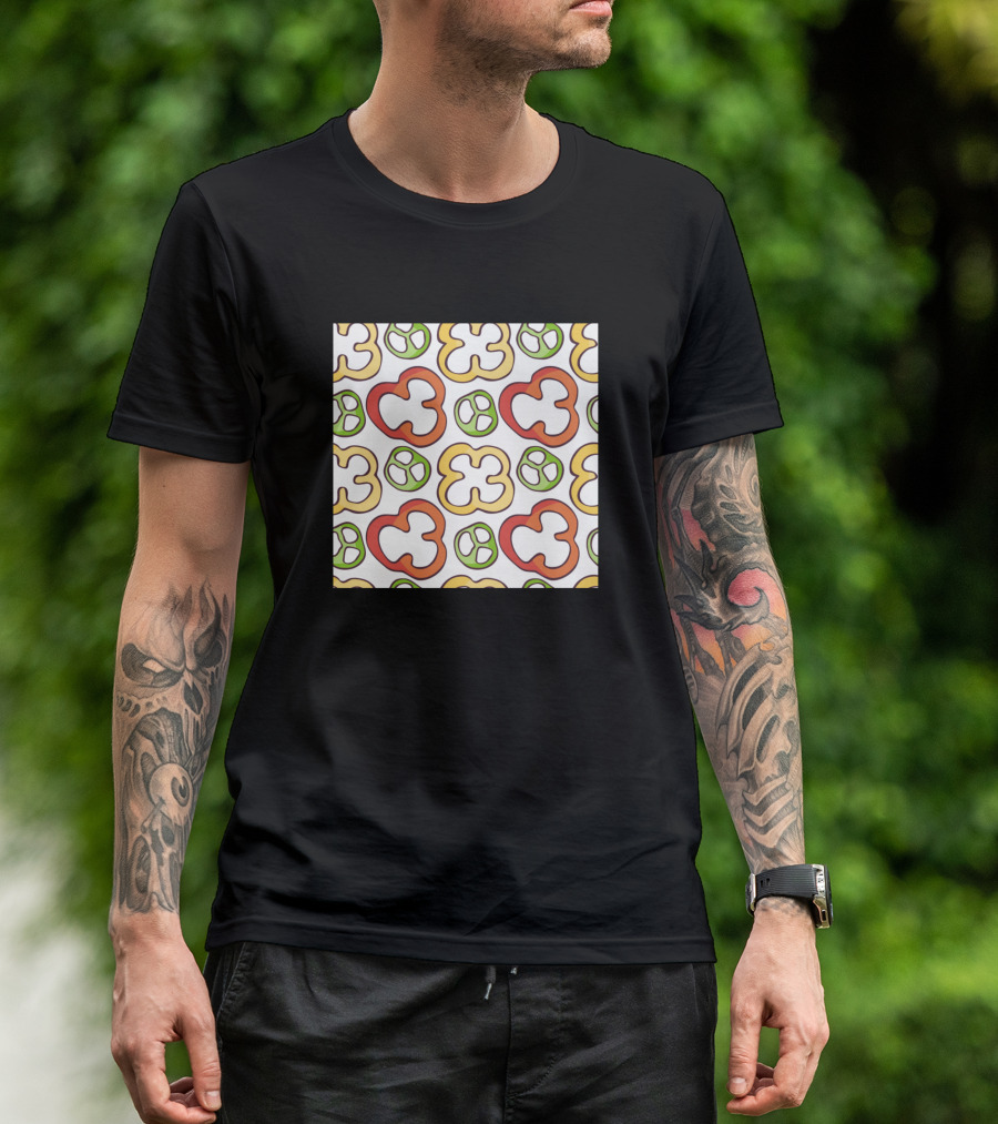 Gardening Neck Gaiter Bell Pepper Rings T-Shirt