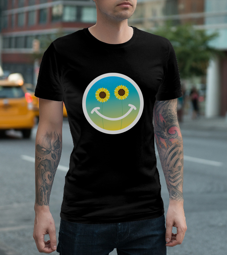 Happy Spring Sunflower Smiley Face T-Shirt