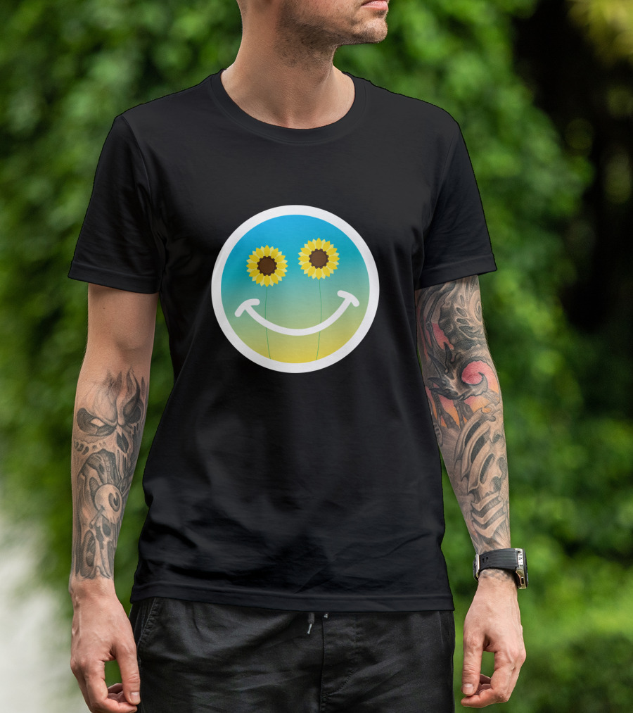 Happy Spring Sunflower Smiley Face T-Shirt