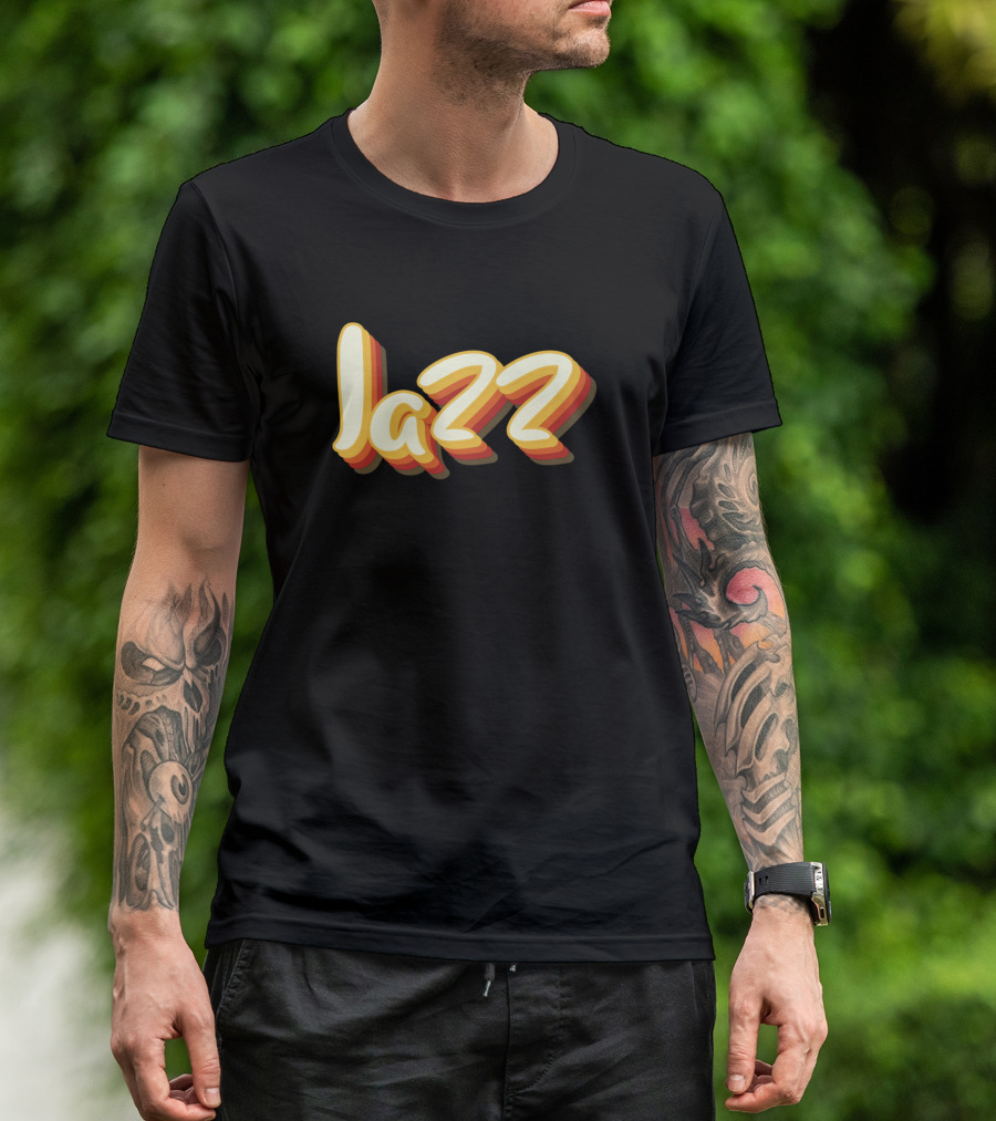 Jazz Retro 3D Text Yellow Red Gradient T-Shirt