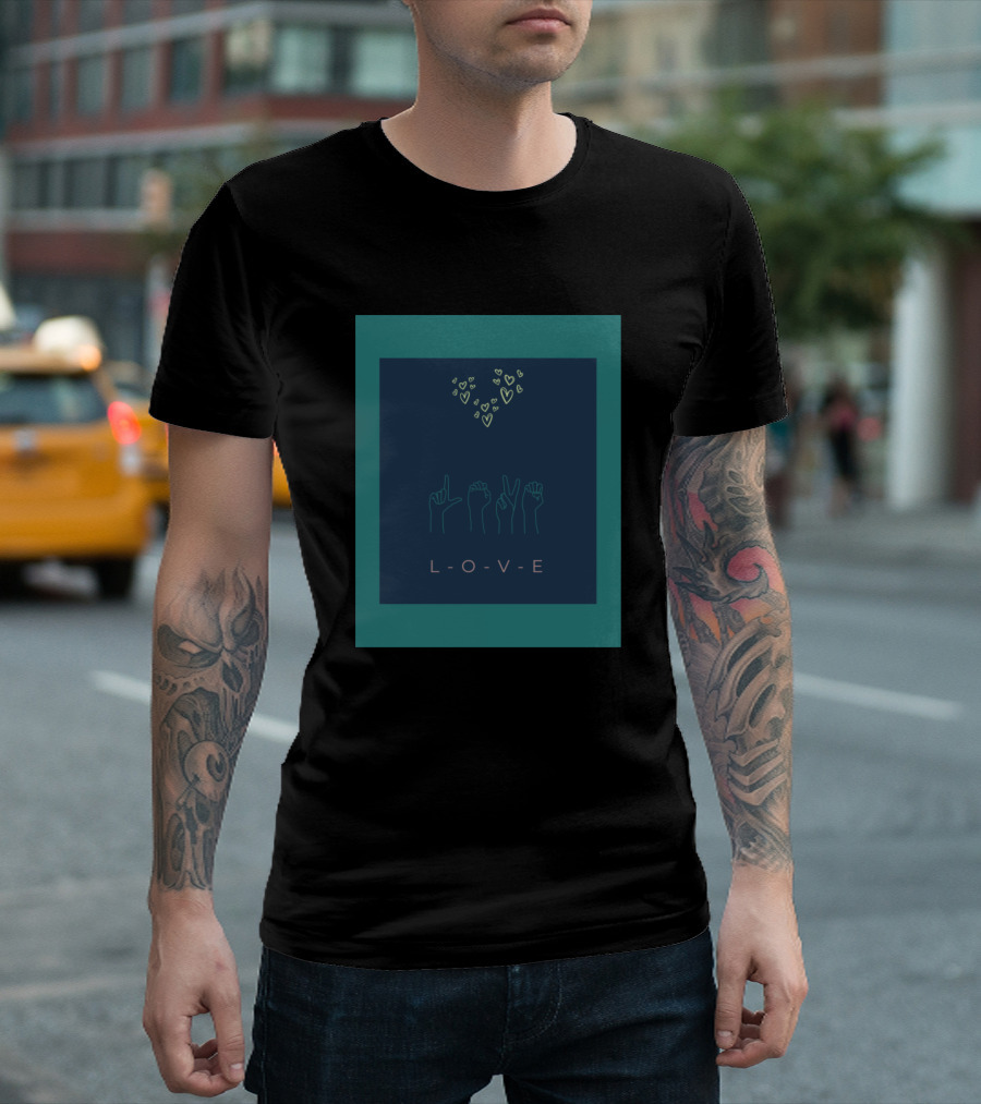 LOVE With Hand Signs and Heart Shapes T-Shirt