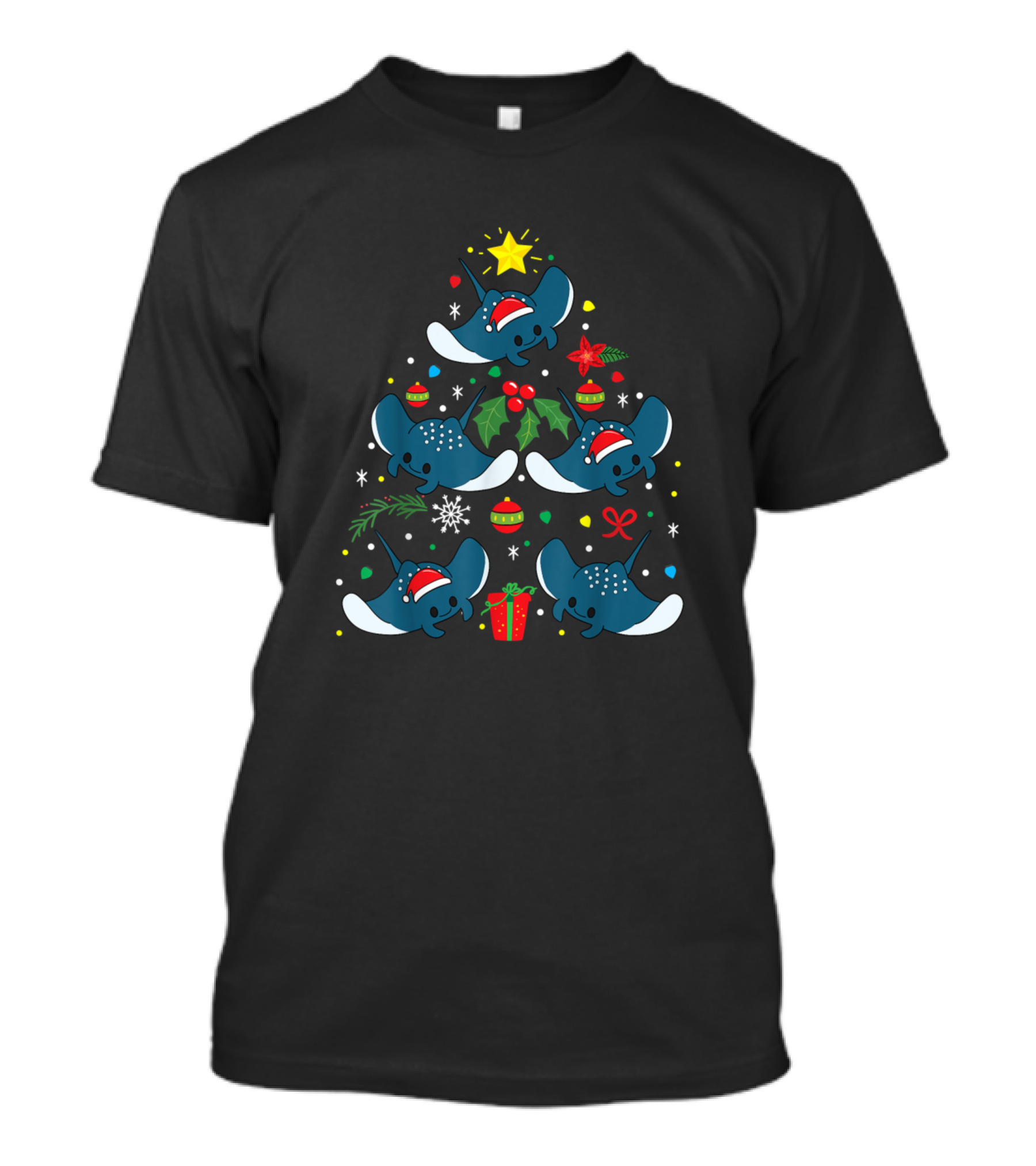 Christmas Tree Manta Ray Ornament Funny Fish Holiday T-Shirt