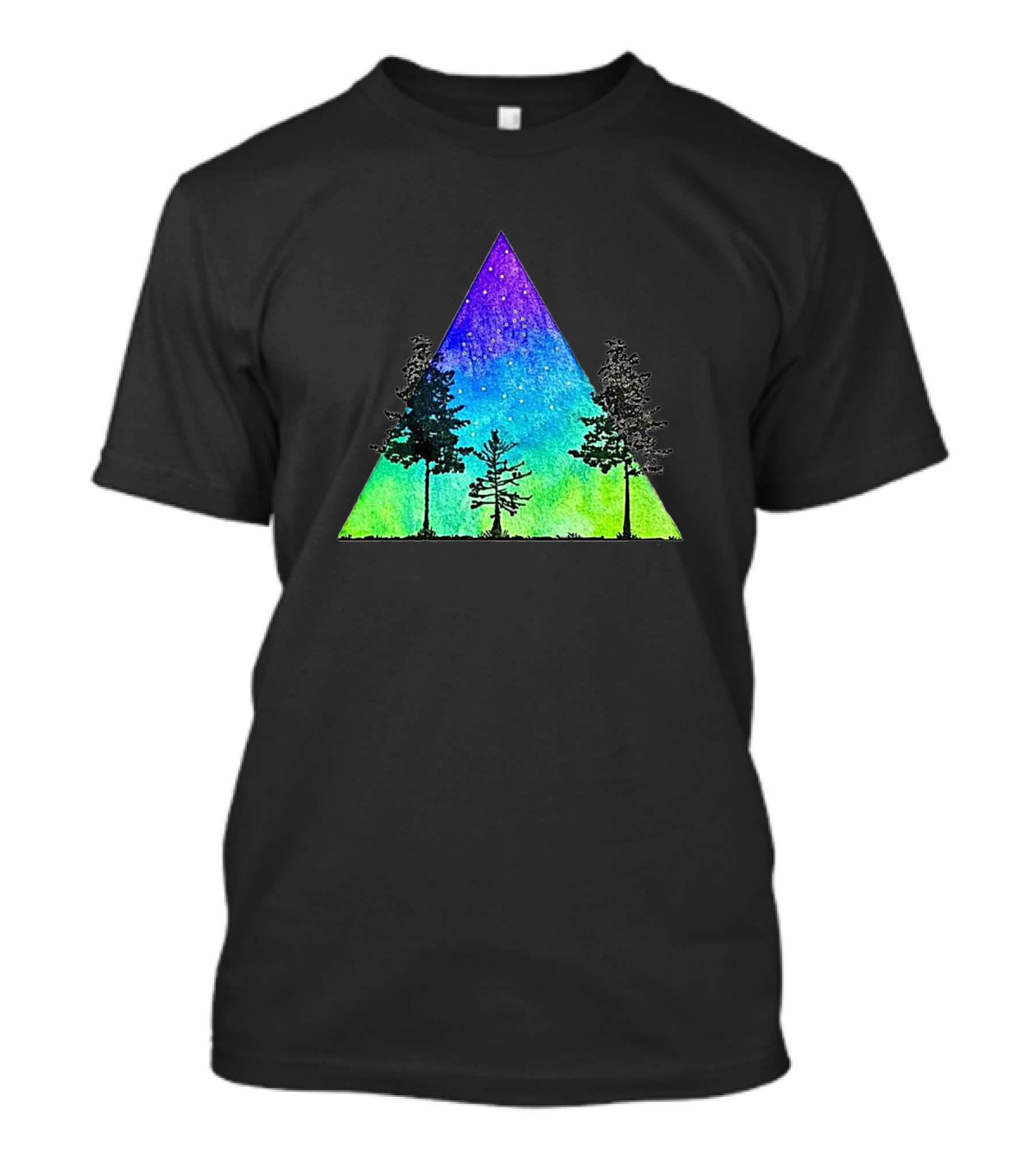 Galaxy Gradient Triangle With Tree T-Shirt