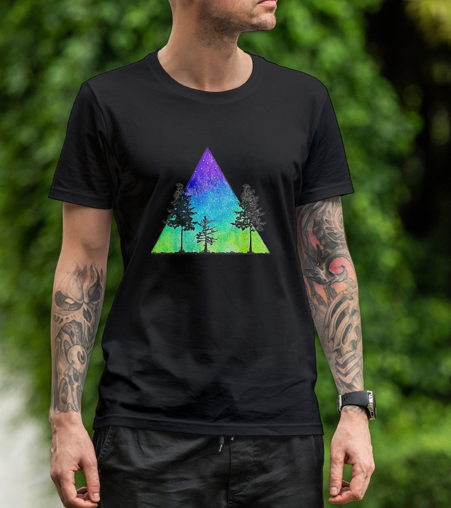 Galaxy Gradient Triangle With Tree T-Shirt