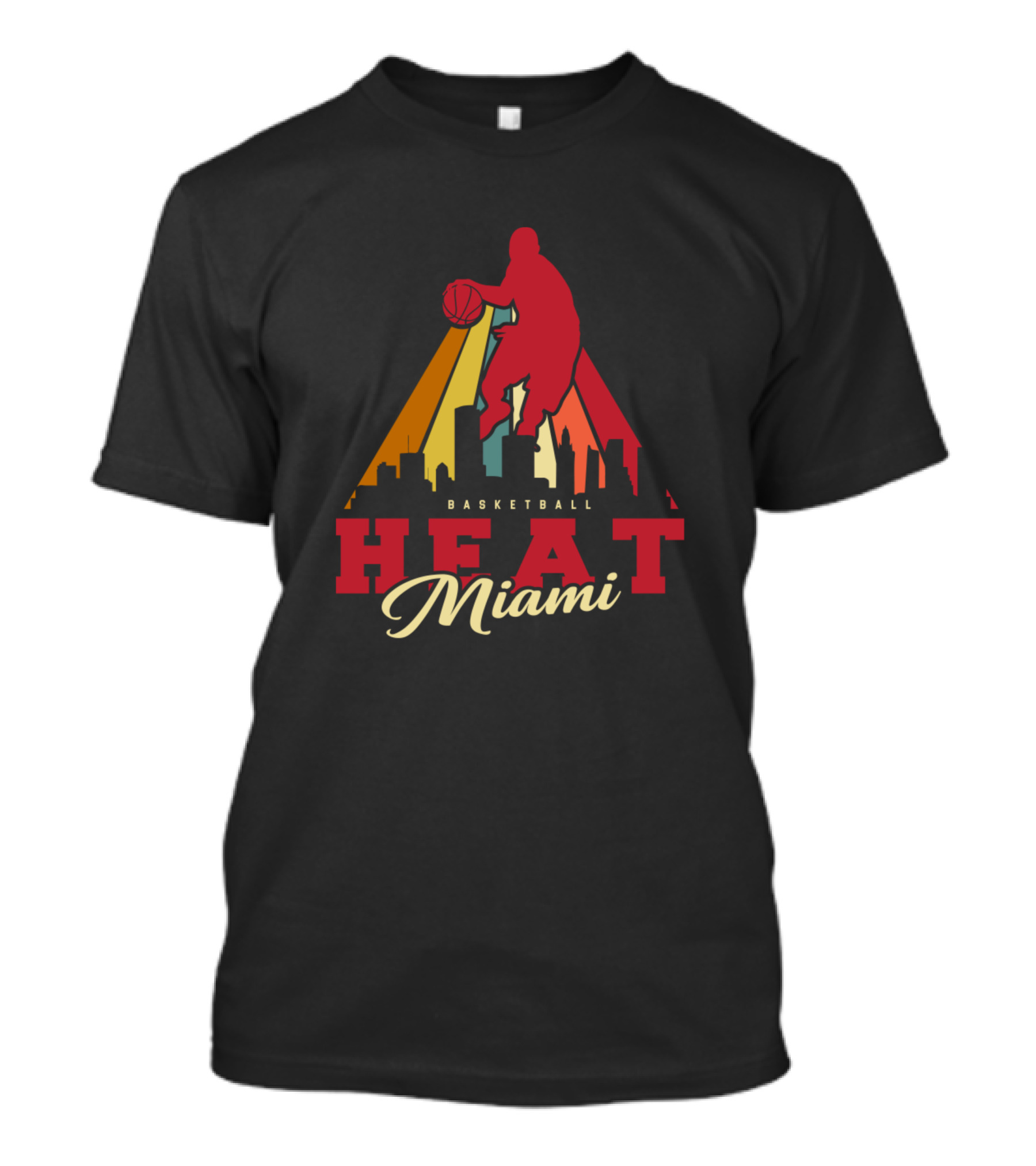 Miami Heat Basketball Skyline Silhouette Player T-Shirt
