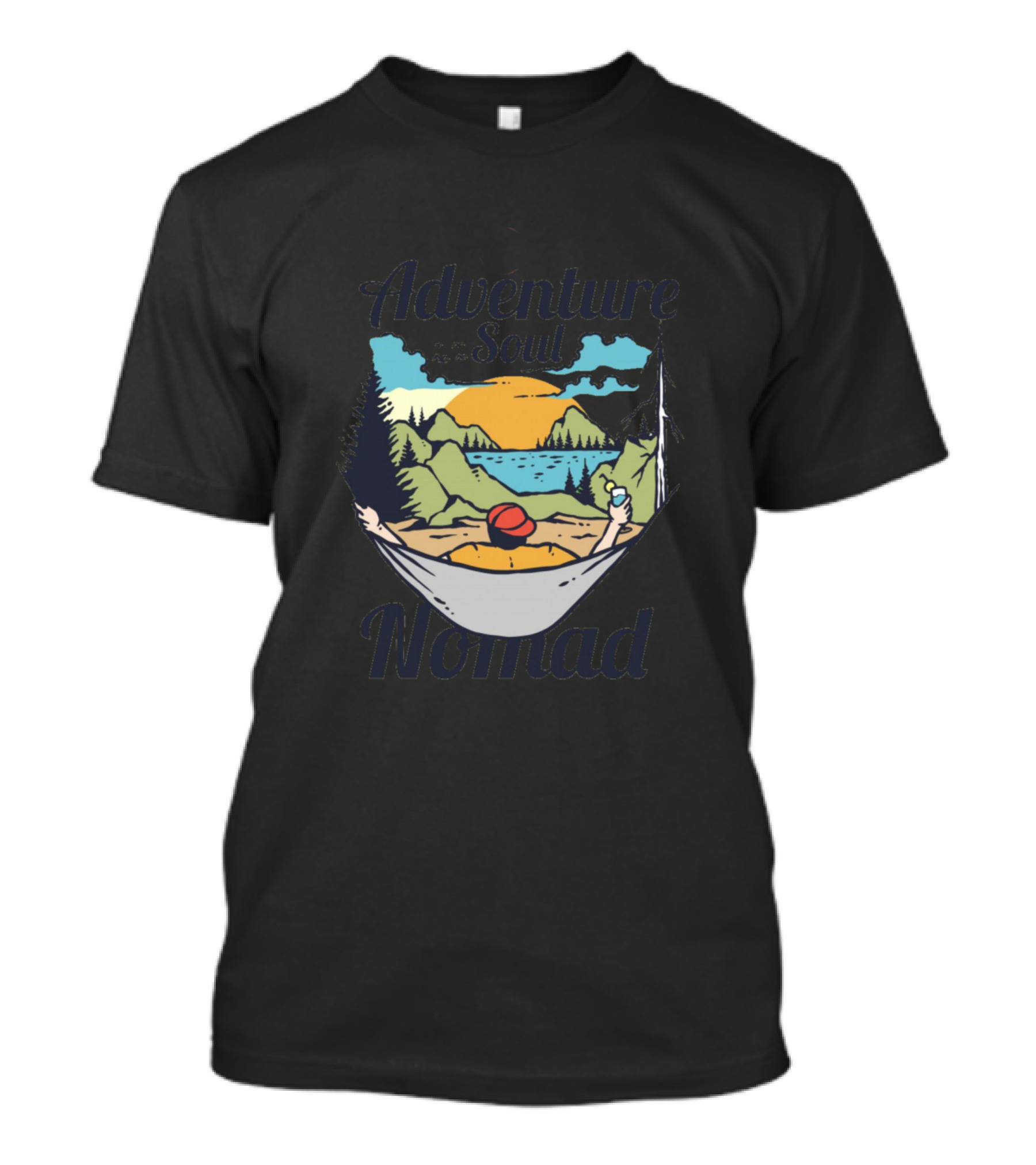 Adventure Soul Nomad Hammock Mountain Lake View T-Shirt