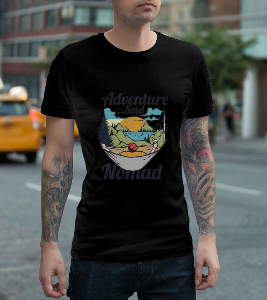 Adventure Soul Nomad Hammock Mountain Lake View T-Shirt