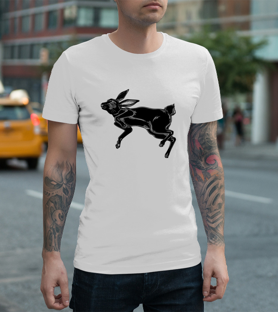 Agile Black Hare Or Rabbit Running Or Jumping T-Shirt