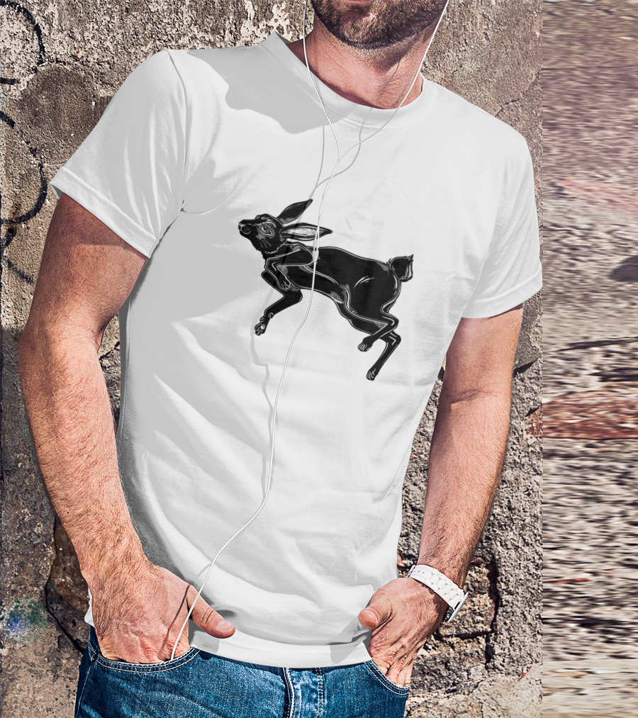 Agile Black Hare Or Rabbit Running Or Jumping T-Shirt