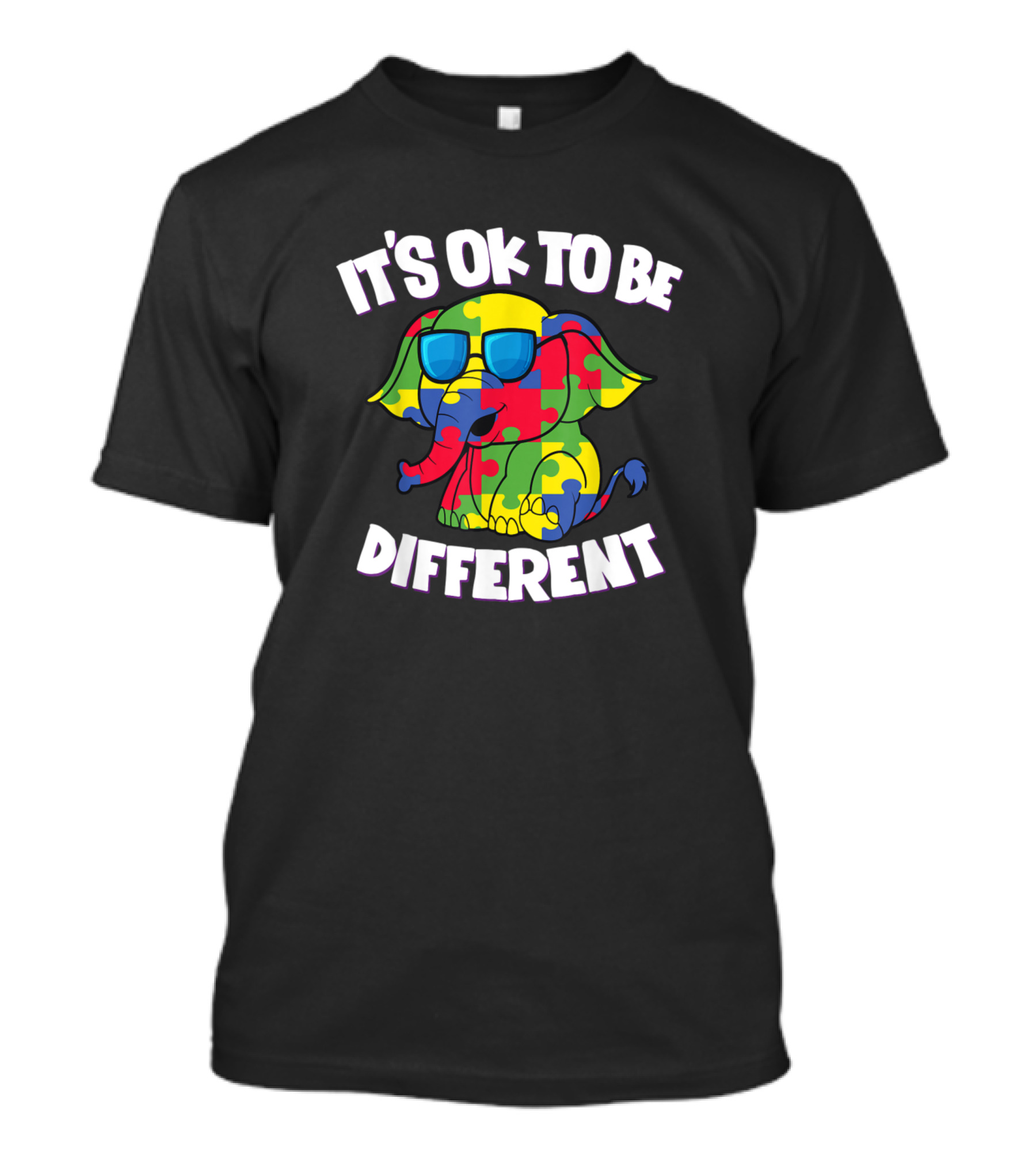 It's OK To Be Different Autism Puzzle Elephant Awareness T-Shirt