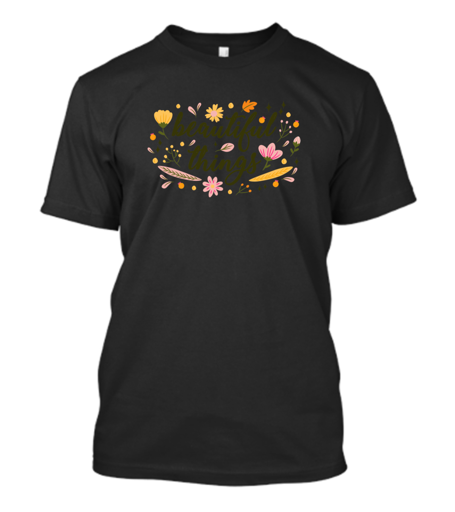 Beautiful Things Floral Pattern Blossoms And Leaves T-Shirt