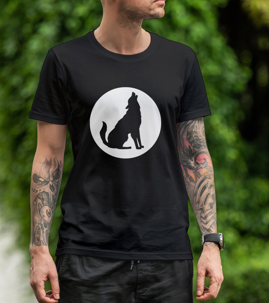Black White Wolf Moon T-Shirt