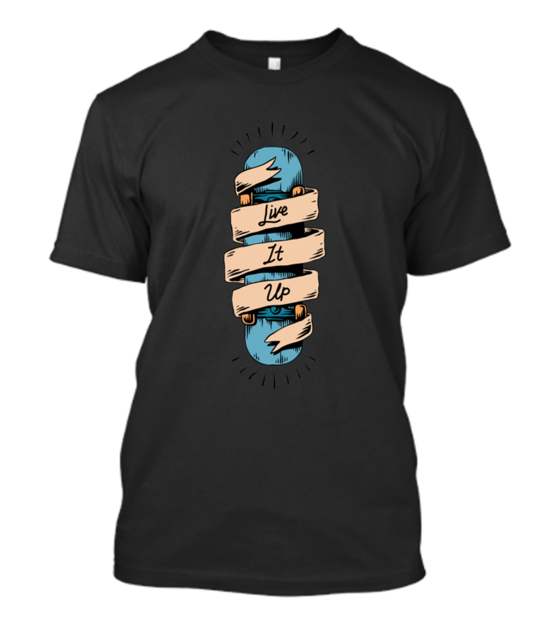 Live It Up Retro Skateboard Motivational T-Shirt