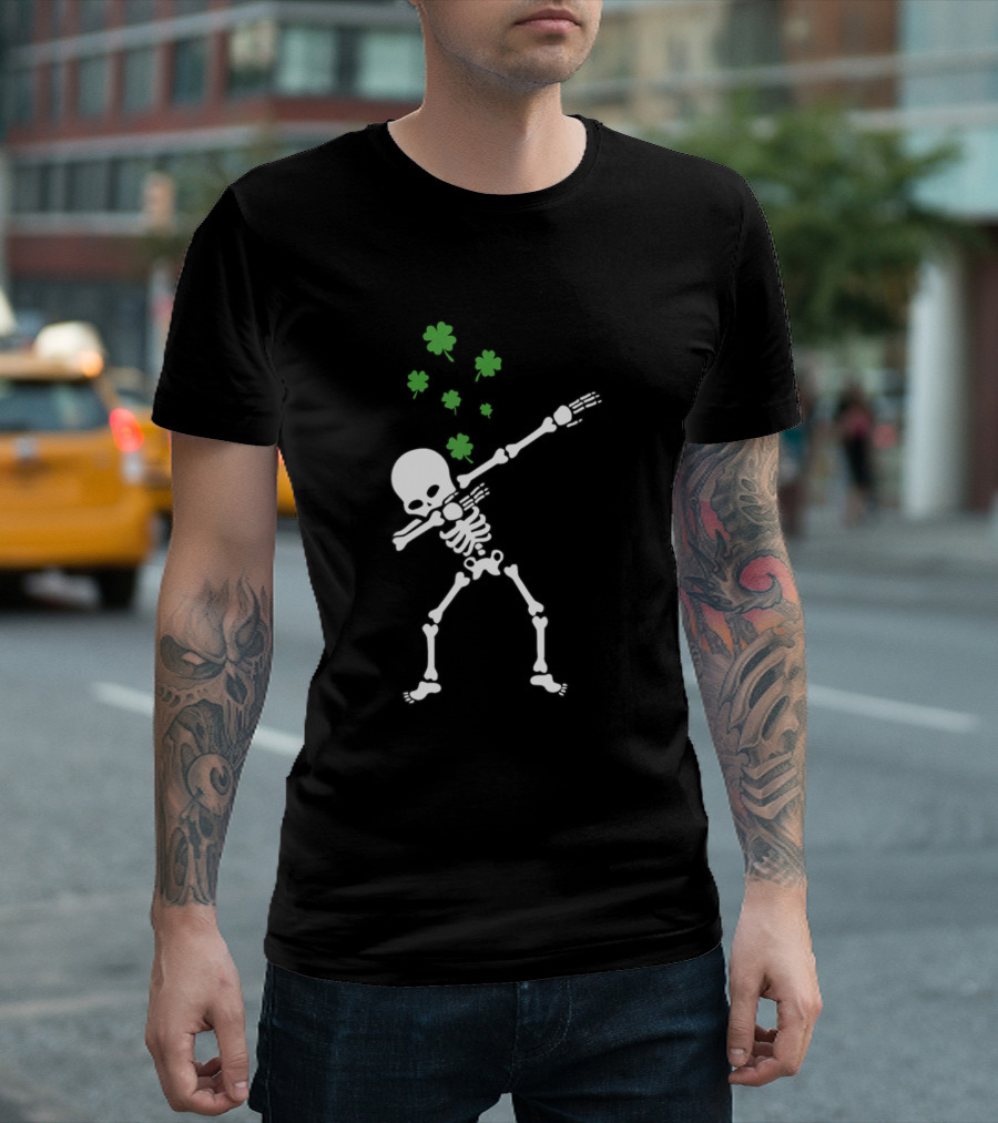 Dabbing Skeleton Shamrock St Patricks Day Boy T-Shirt