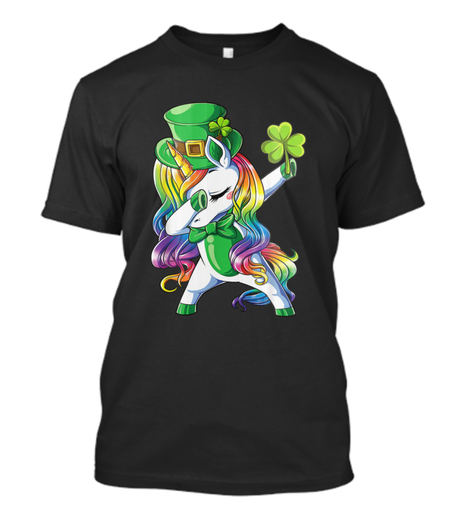 Unicorn Dabbing Leprechaun With Rainbow Mane And Shamrock Hat T-Shirt