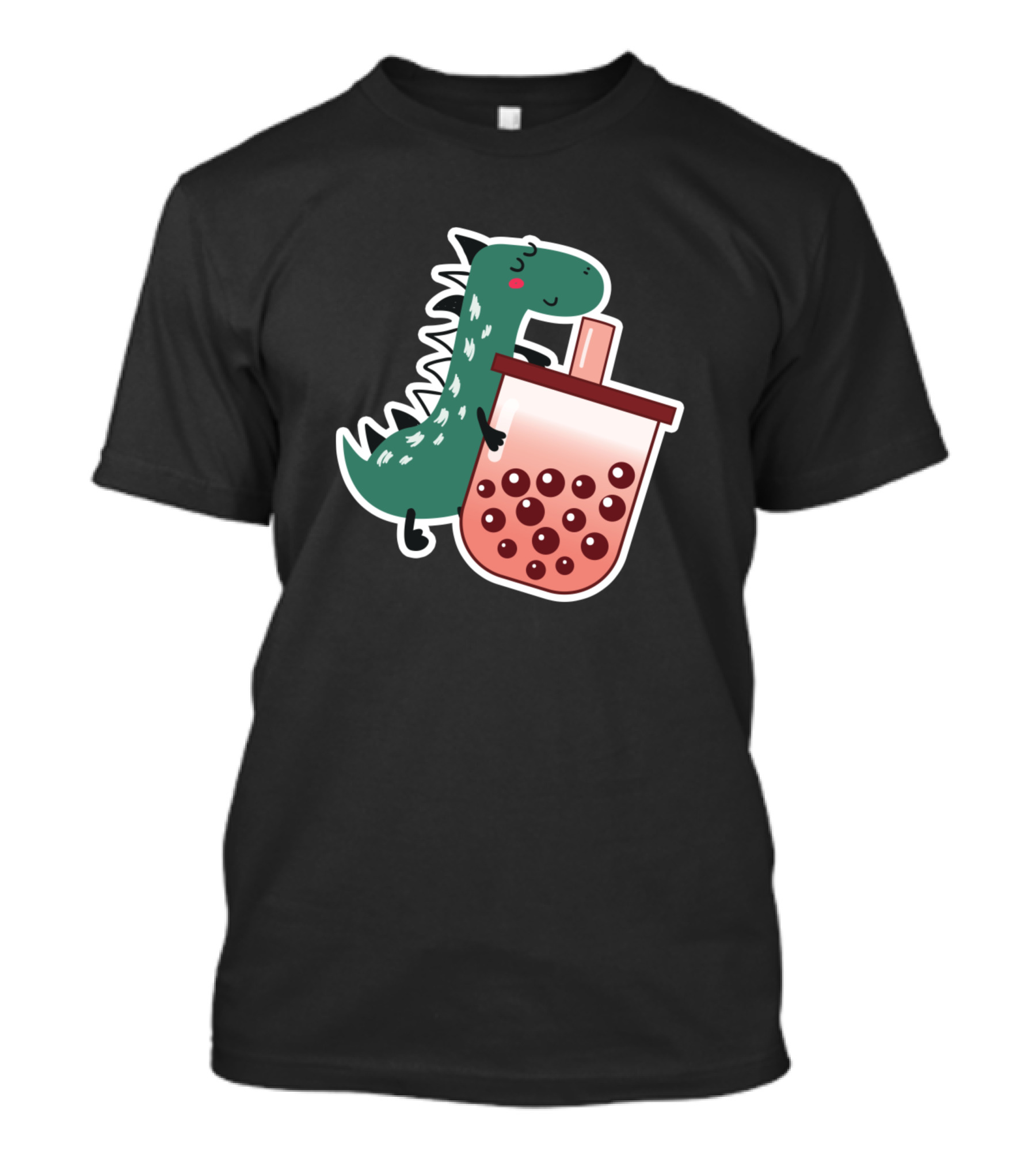 Cute Dino Hugging Boba Tea Drink T-Shirt