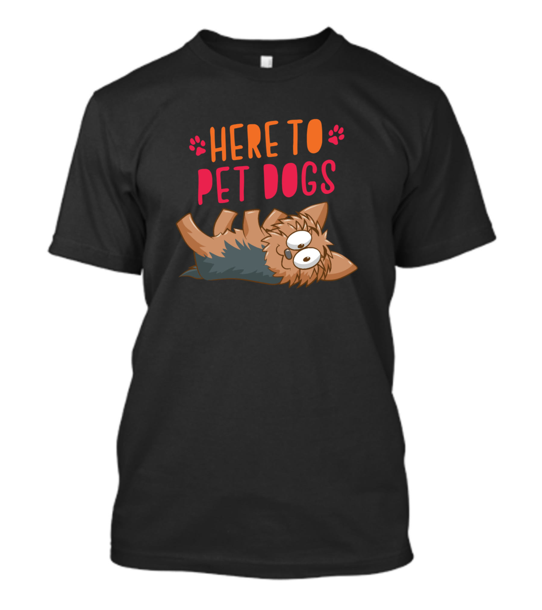 Here To Pet Dogs Cute Illustration With Playful Cartoon Dog T-Shirt