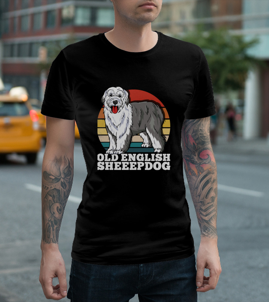 Old English Sheepdog Retro Vintage Dog T-Shirt