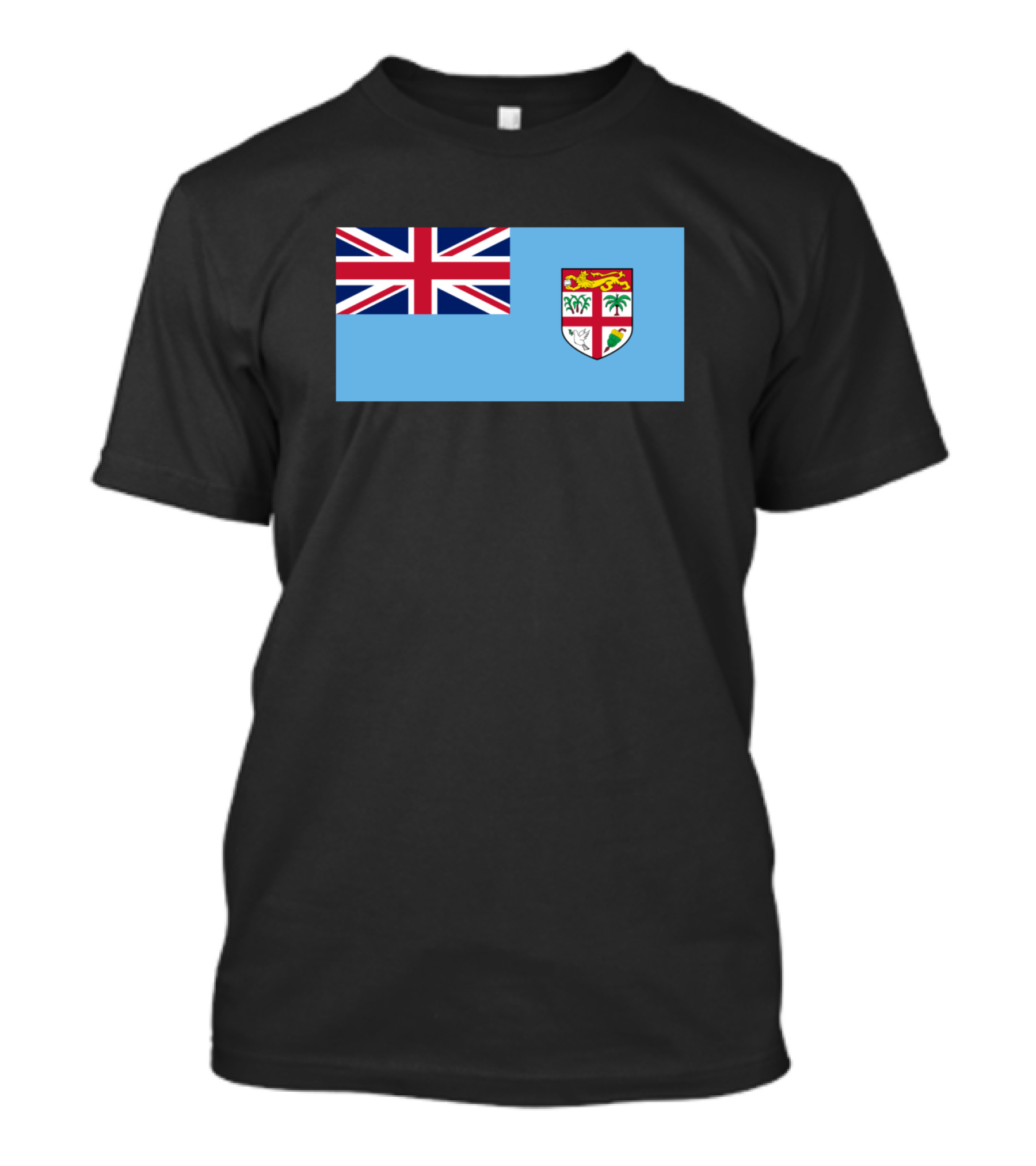Flag Of Fiji Emblem Blue Background Union Jack Coat Of Arms T-Shirt