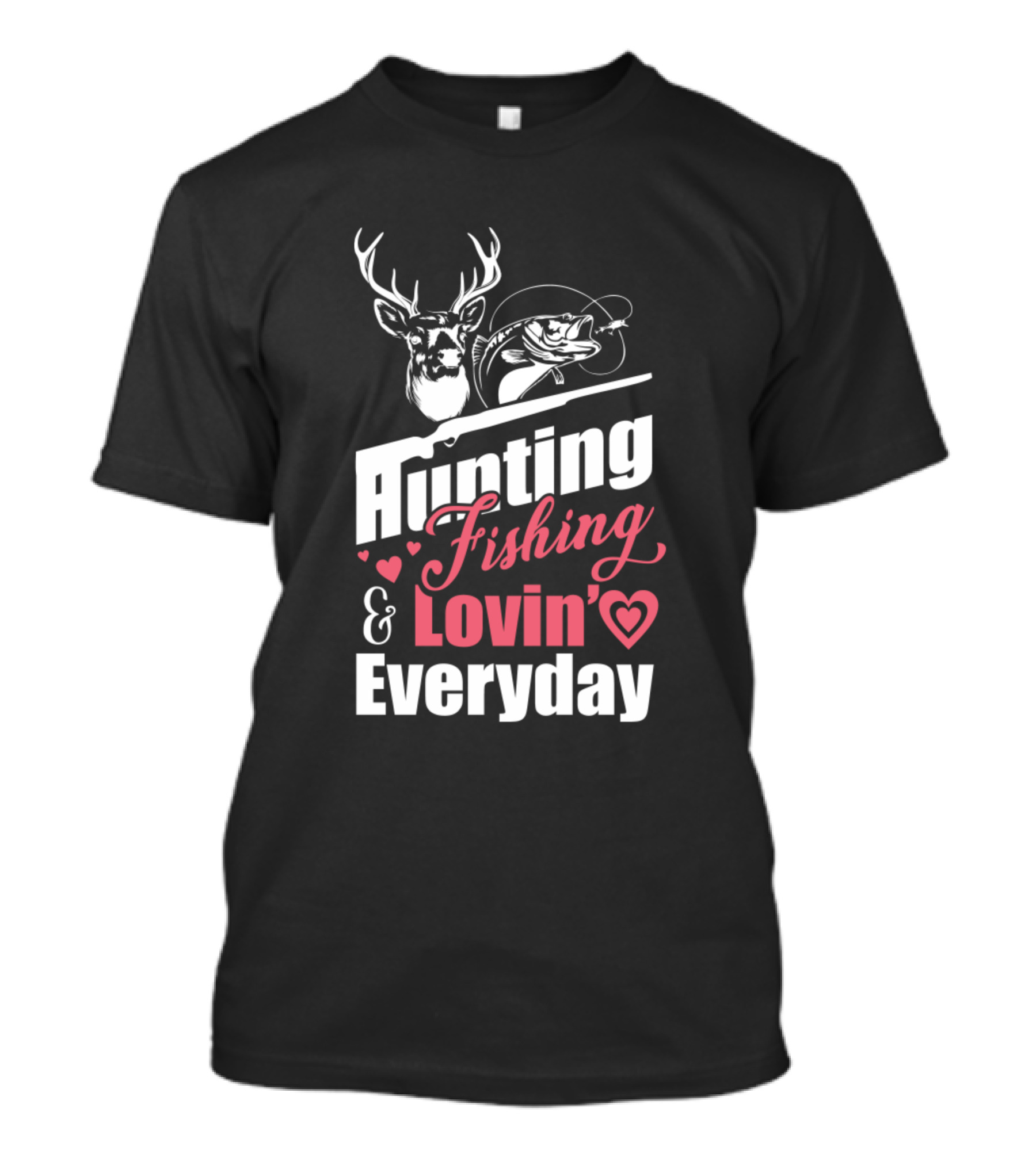 Hunting Fishing And Lovin' Everyday Deer Fish Heart T-Shirt