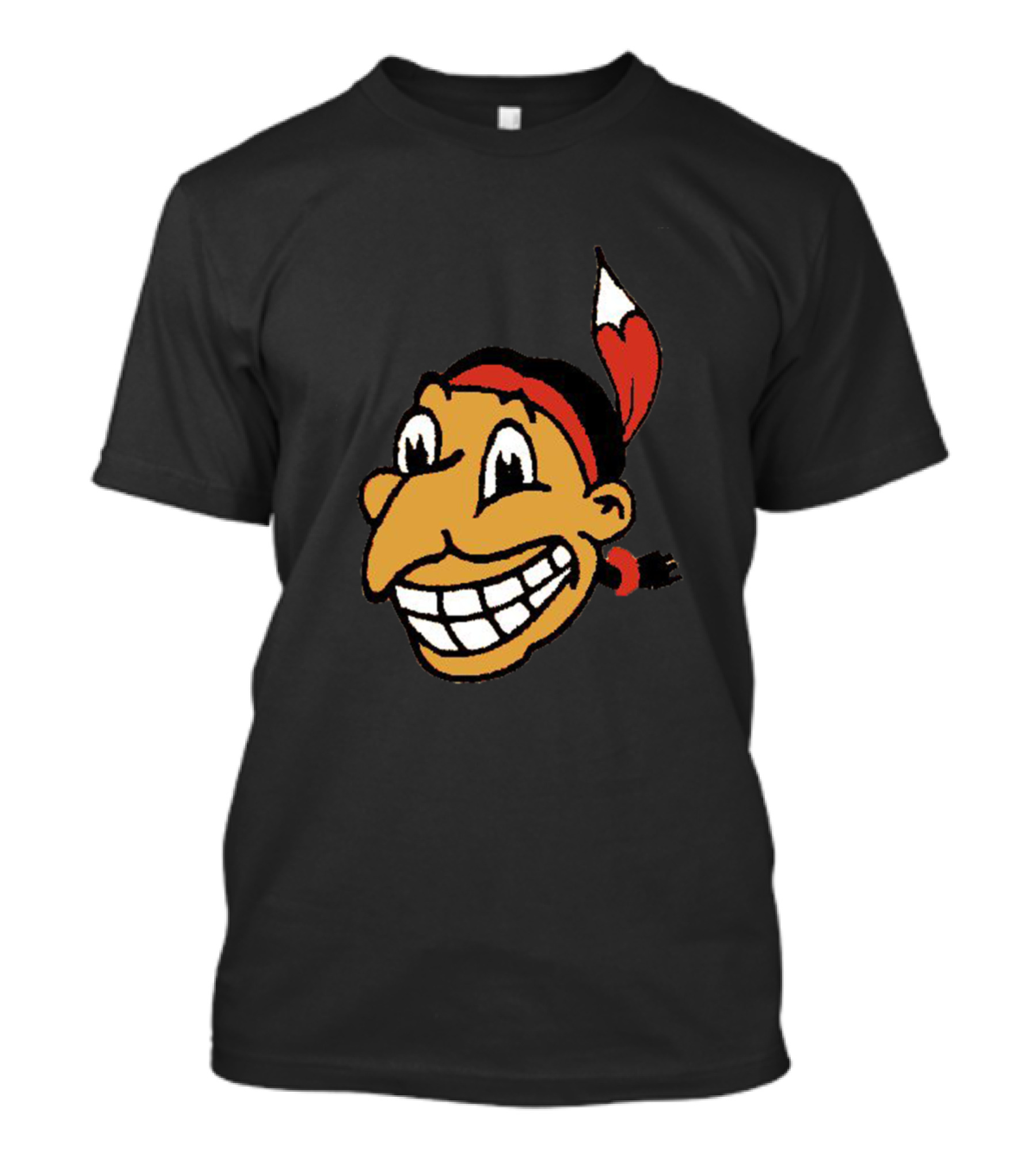 Indians Head Logo Cartoon Smiling Face With Feather T-Shirt