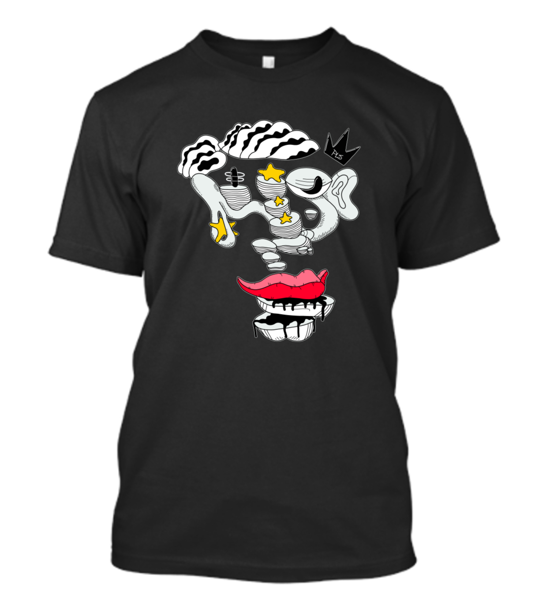King Drippy Lip PX Crown Abstract Art Stars και Lips T-Shirt
