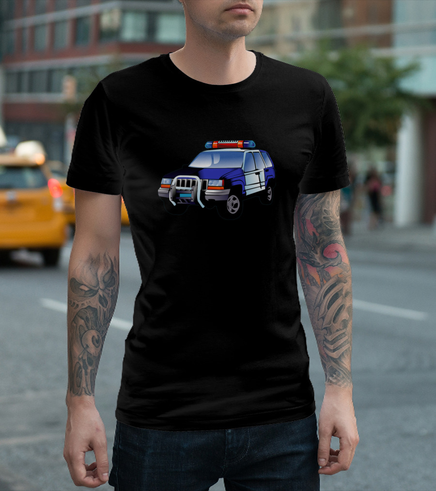 Lustiges Polizeiauto Motiv R Kinder Und Erwachsene Cartoon Police Car T-Shirt