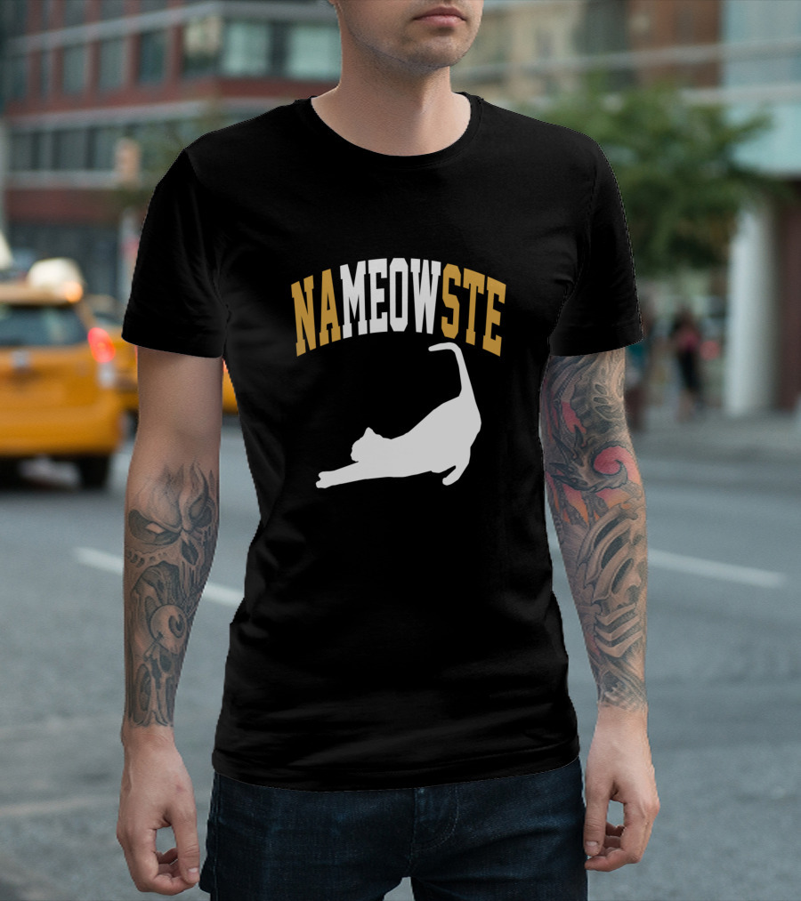 Nameowste Stretching Yoga Cat Pun T-Shirt