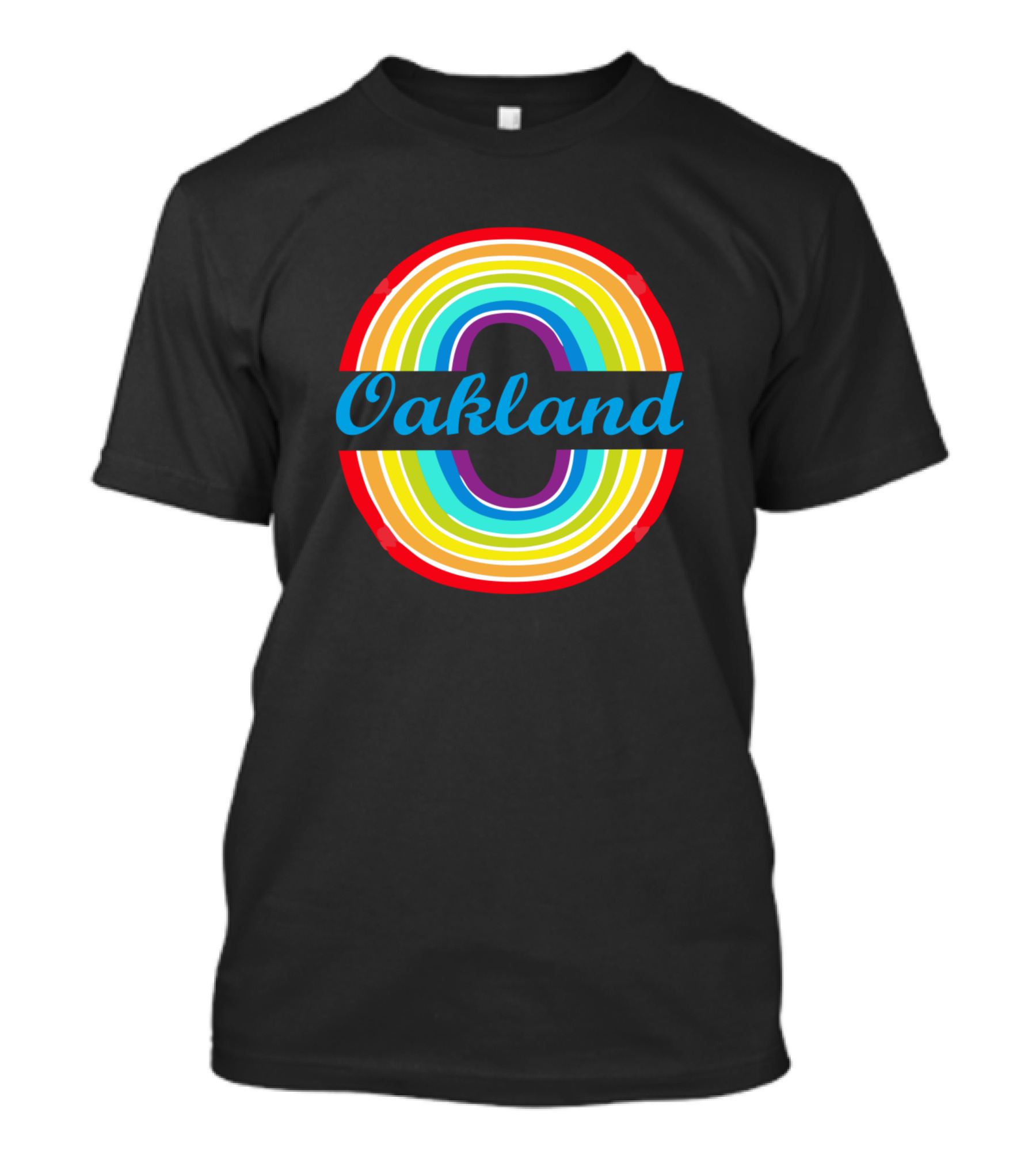 Oakland Rainbow Stripe Bold O T-Shirt