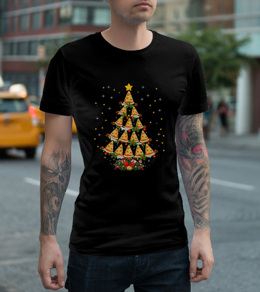 Pizza Christmas Tree Decoration Fast Food Lover Xmas Pizza T-Shirt