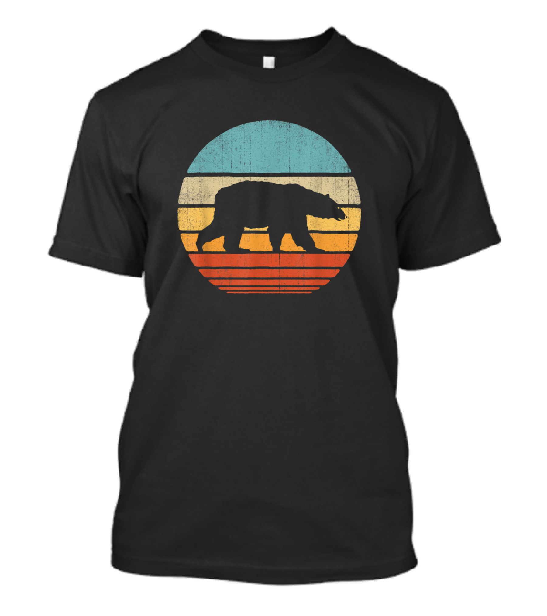 Polar Bear Vintage 60S 70S Retro Animal Lover Striped Sunset T-Shirt