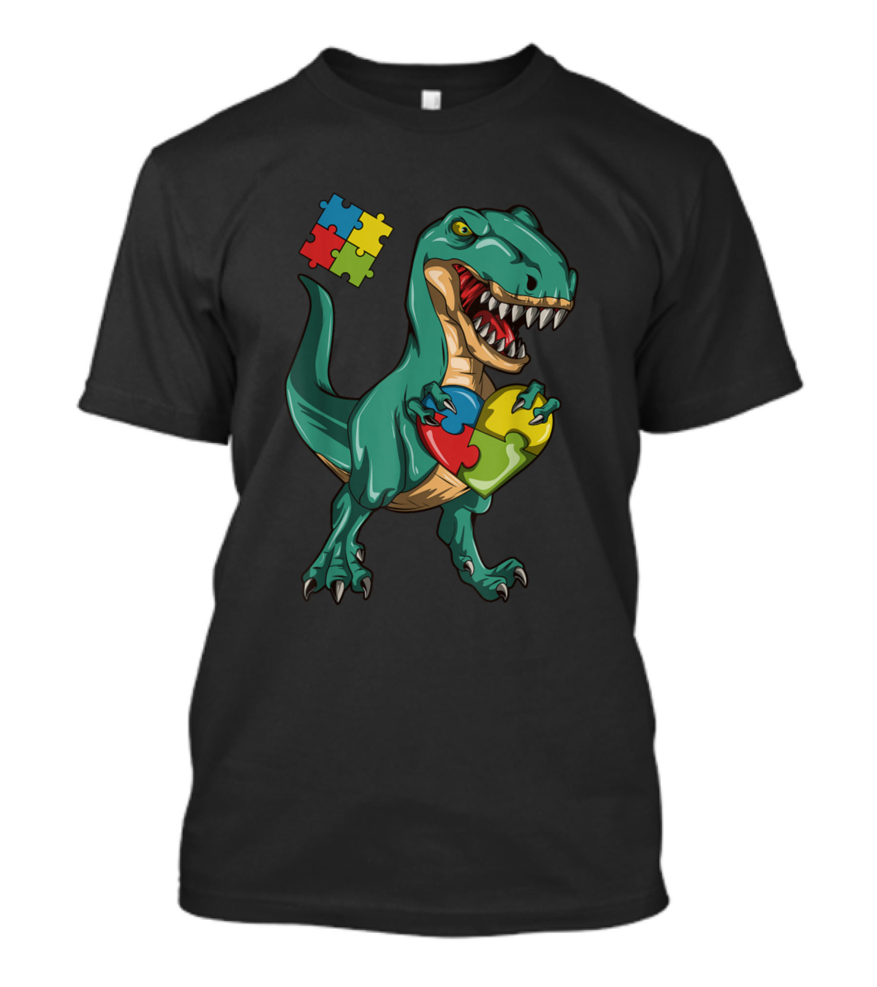 Rainbow Puzzle Dinosaur Autism Neurodiversity Awareness T-Shirt