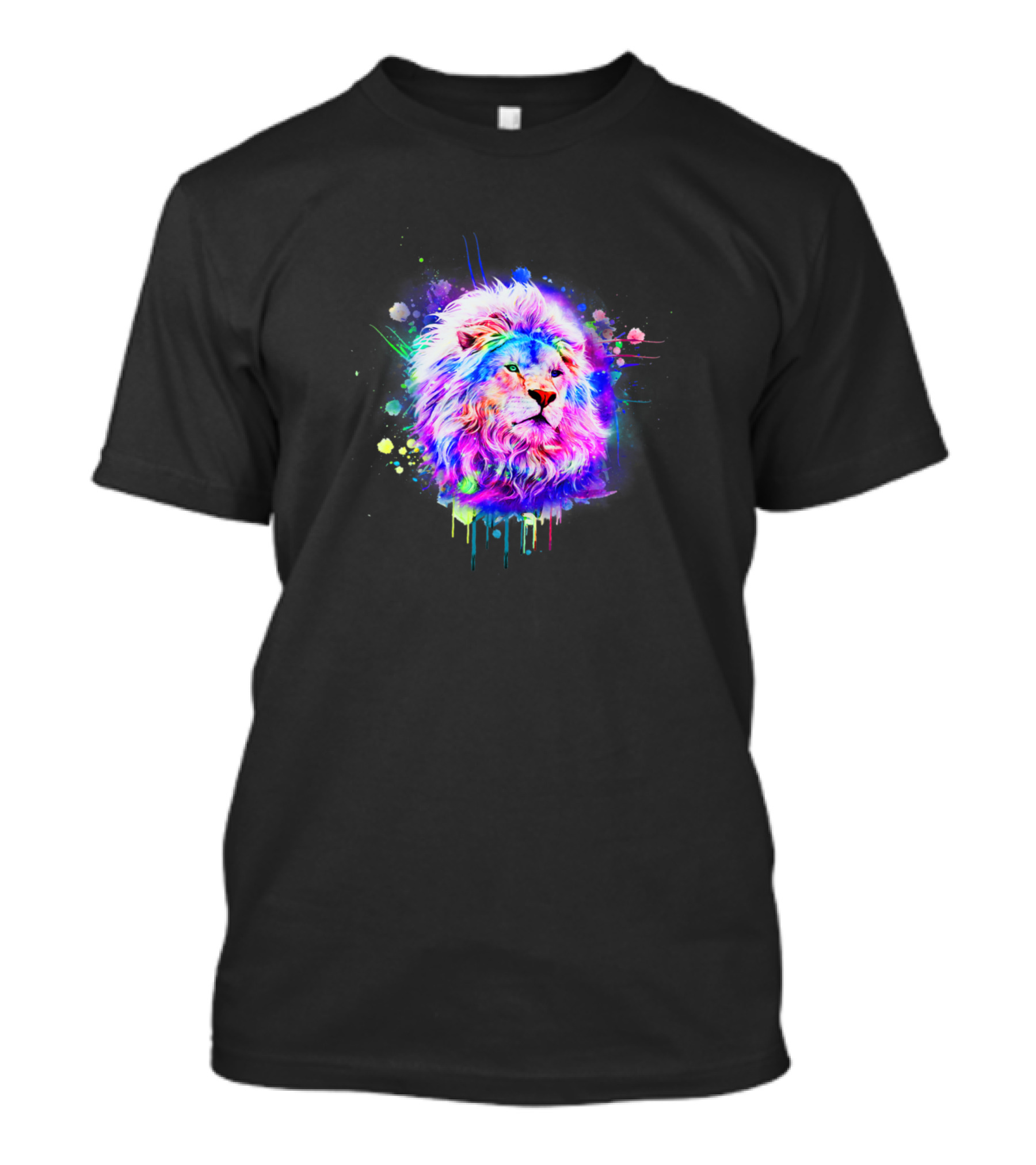 Retro Style Colorful Neon Lion Head Burst T-Shirt