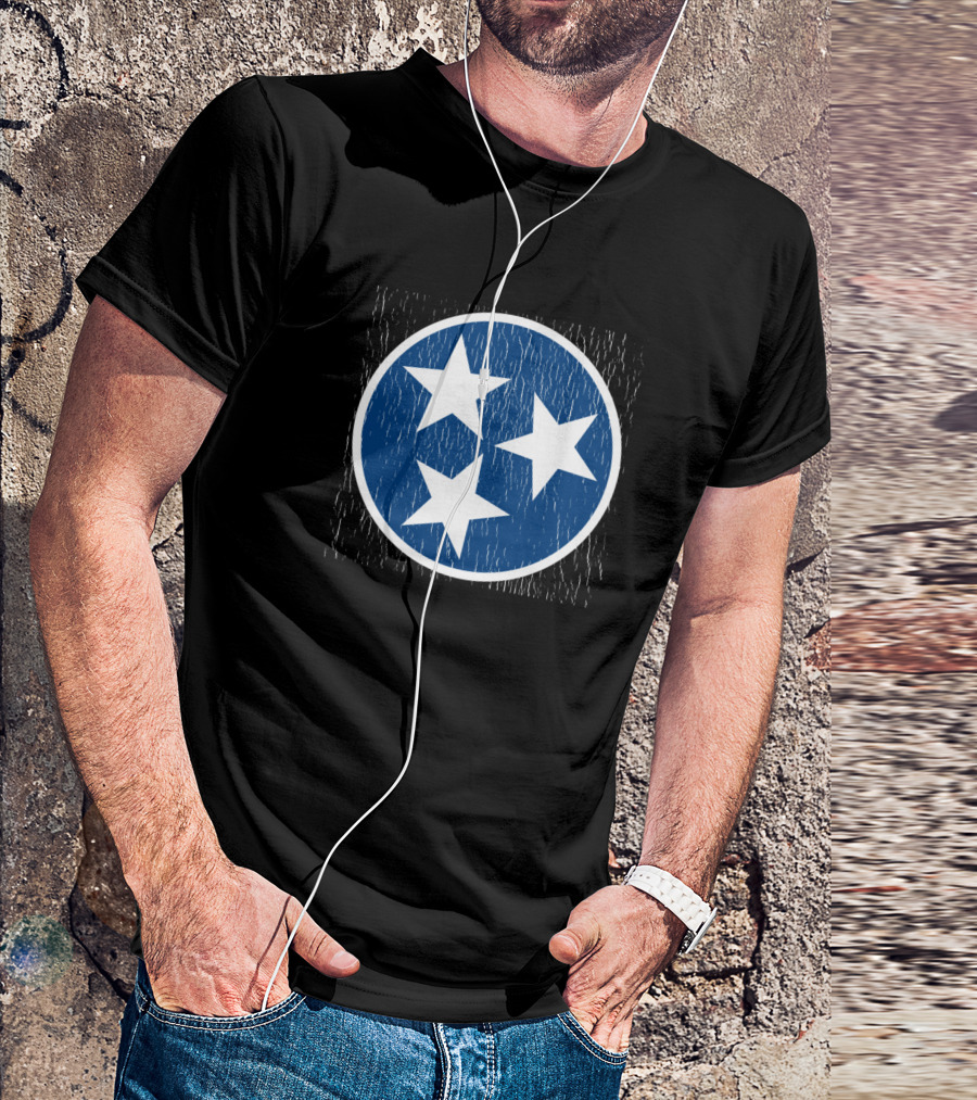 State Of Tennessee Flag Blue Circle Three Stars T-Shirt
