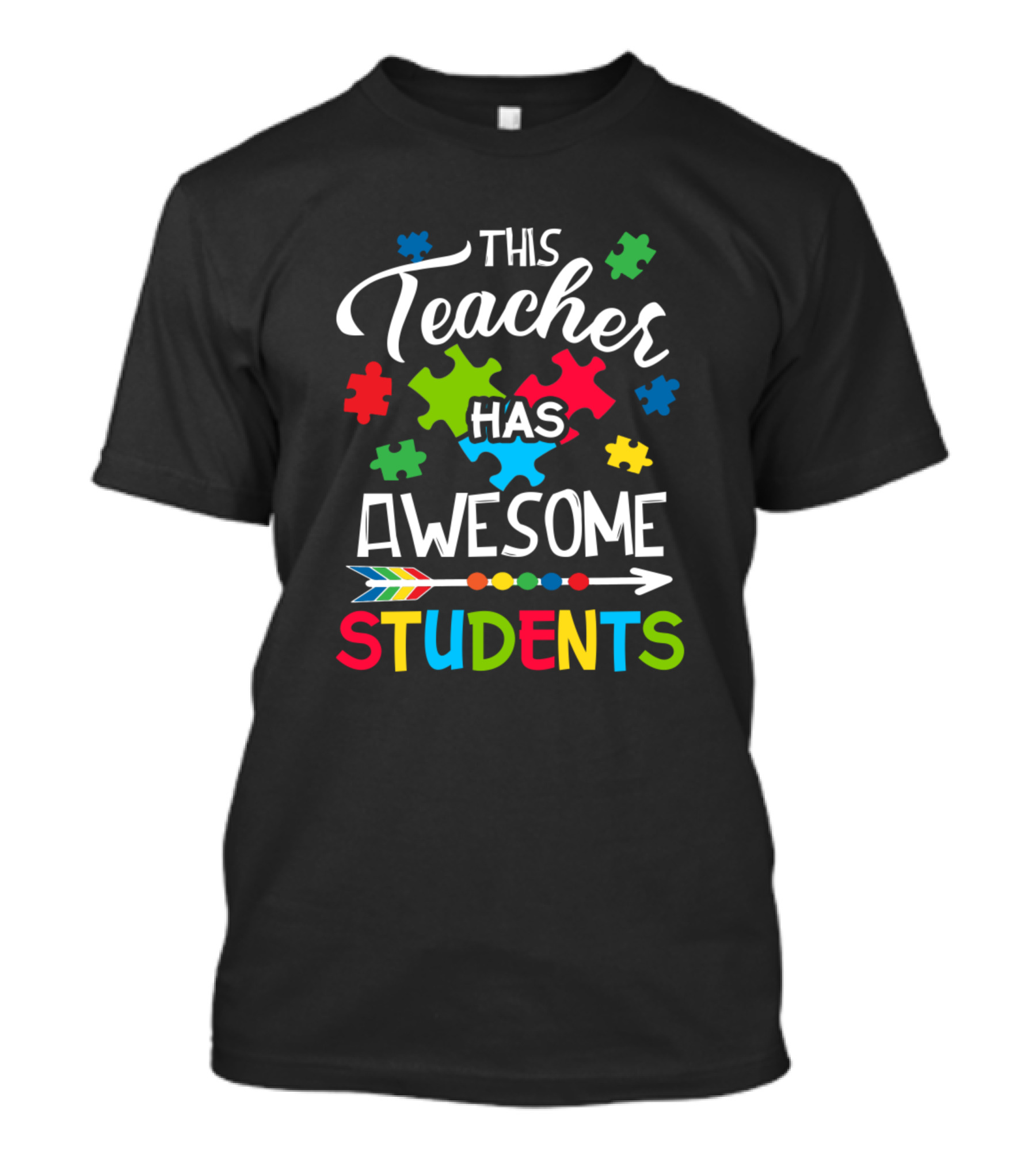 This Teacher Has Awesome Students Autism Awareness Puzzle Arrow T-Shirt
