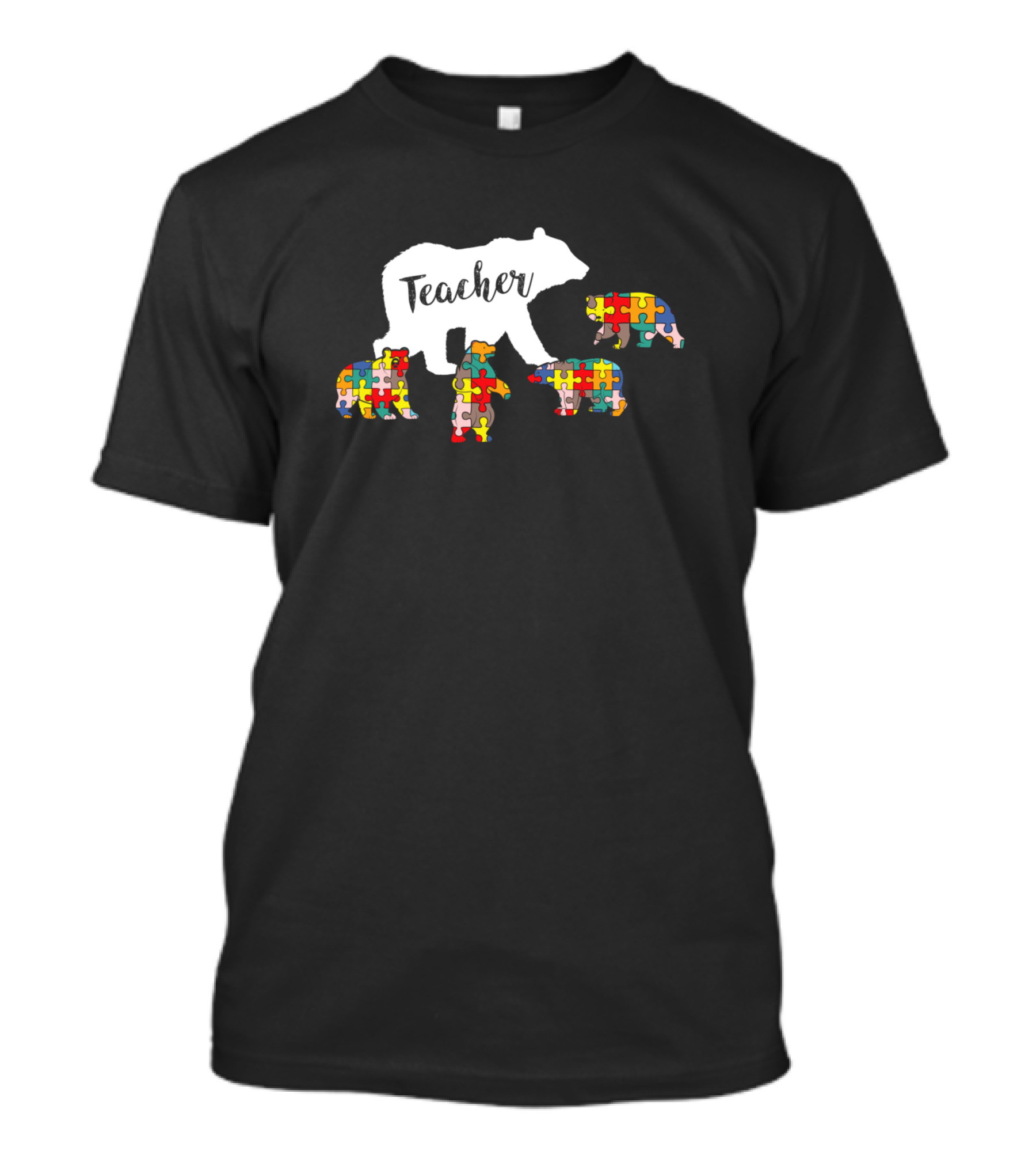 Teacher Bear Autism Awareness Month Sped Teaching Puzzles T-Shirt