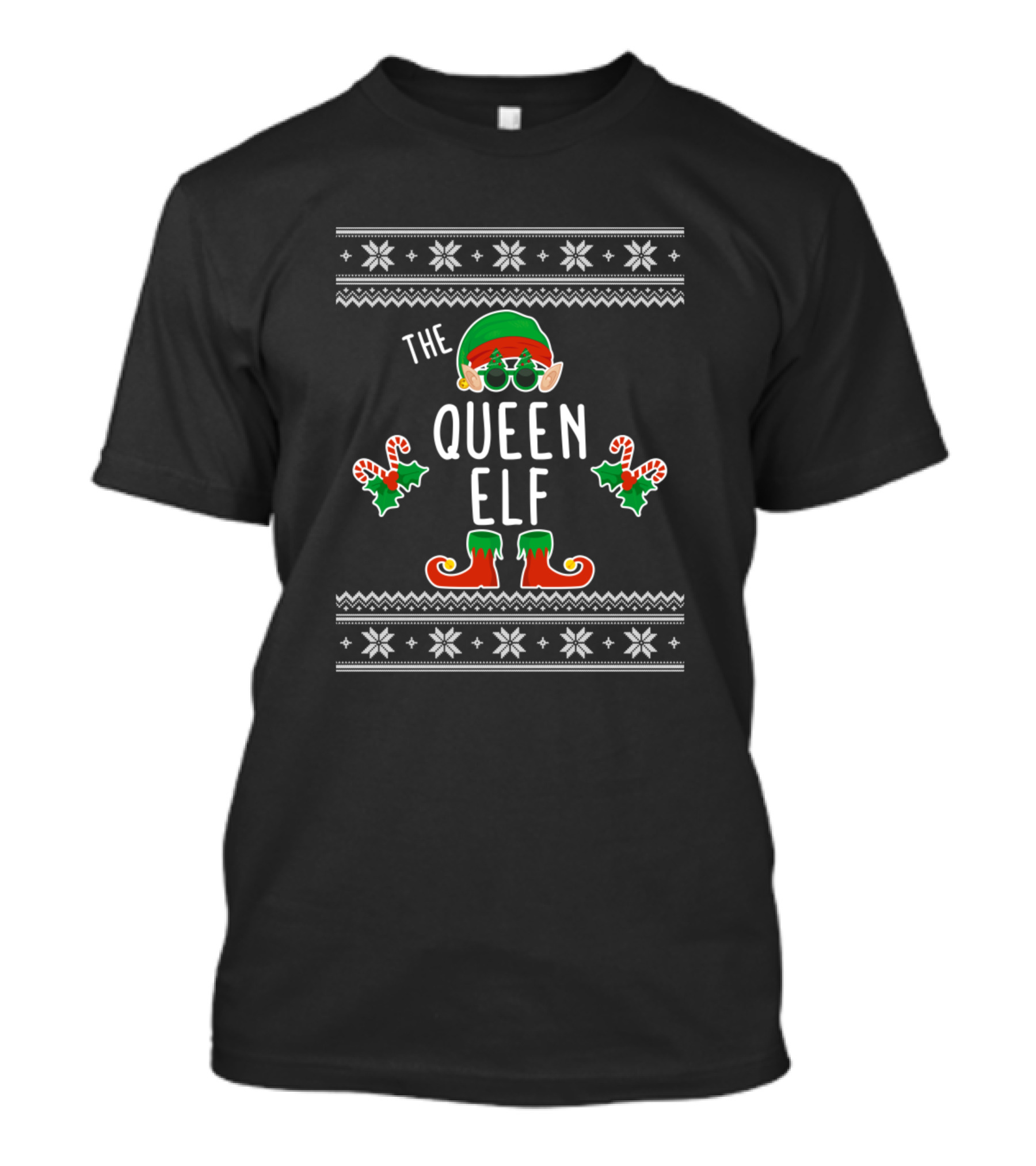 The Queen Elf Christmas Jumper Snowflake Candy Cane Holiday T-Shirt