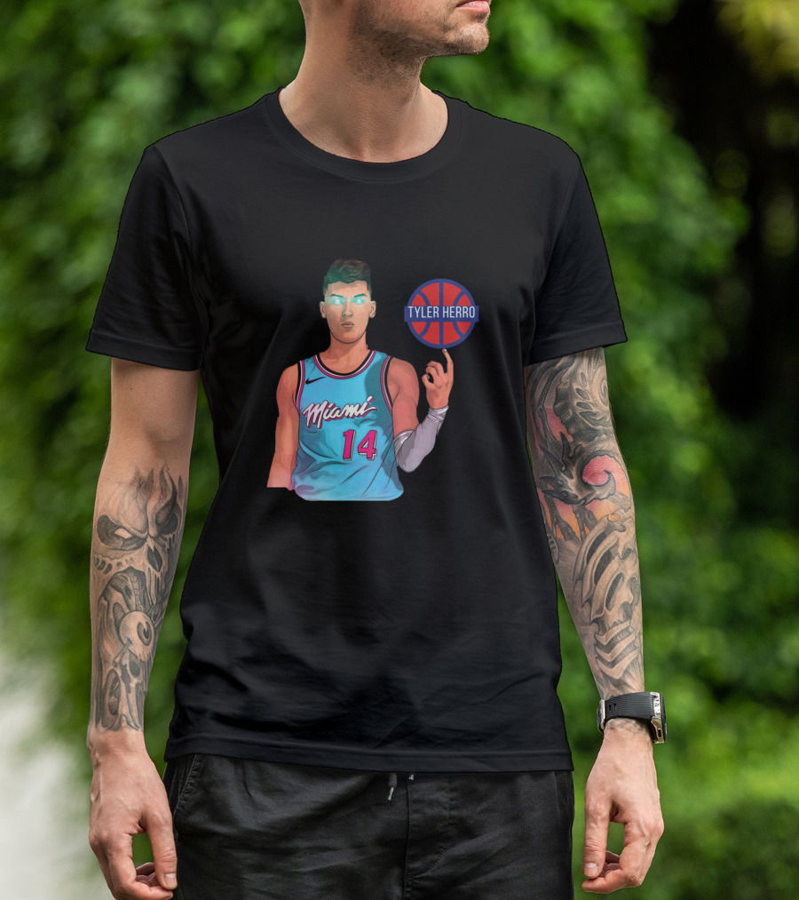 Miami 14 Tyler Herro Basketball Neon T-Shirt